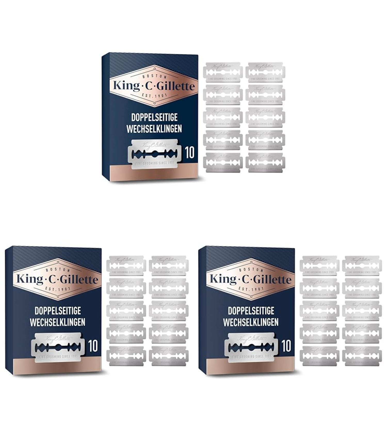 King C. Gillette Double Edge Safety Razor Blades - Platinum Coated Stainless Steel 10 Blades per Pack (3 Packs) for a Smooth Shave - Buy Online on SooperMarket.com