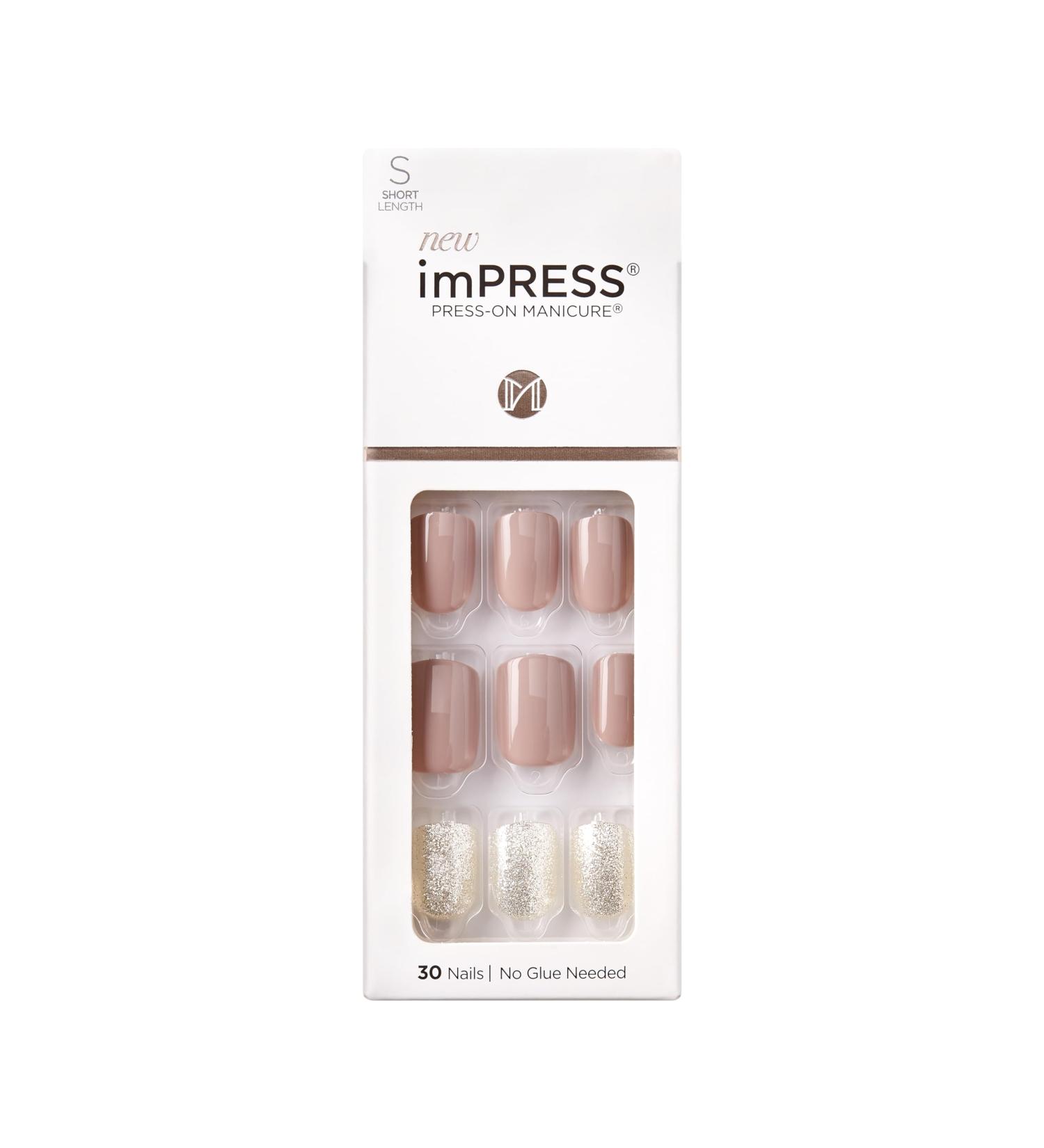 KISS IMPRESS PRESS-ON Manicure One More Chance | Short Quadratic Nails with PureFit Technology | Includes Cleaning Pad Mini File & 30 Artificial Nails - Buy Online on SooperMarket.com