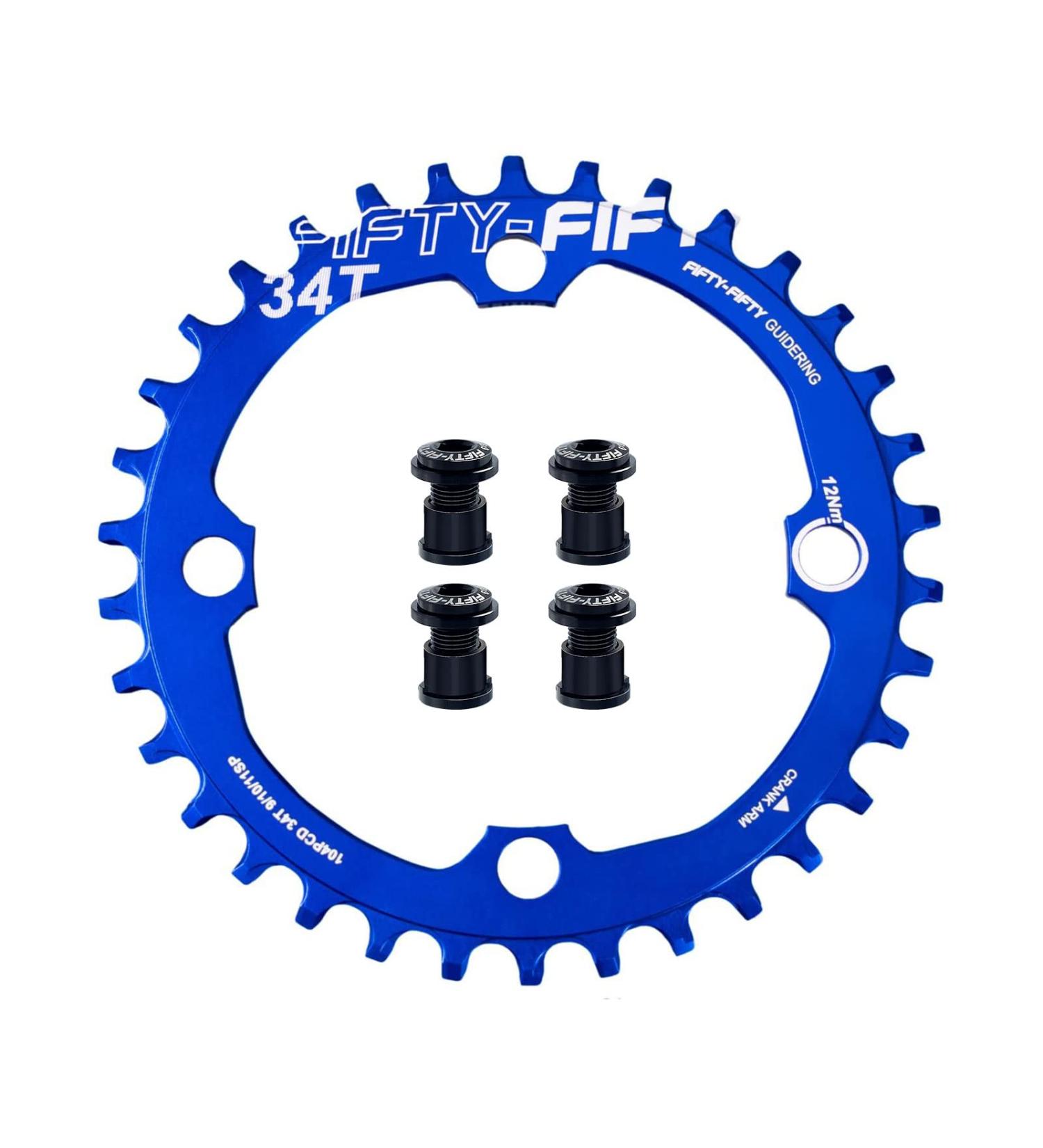 FIFTY-FIFTY Round 104BCD Chainring - Blue 30T - Single Narrow Wide Mountain Bike Chainring for 9/10/11-Speed with 4 Alloy Bolts - Buy Online on SooperMarket.com