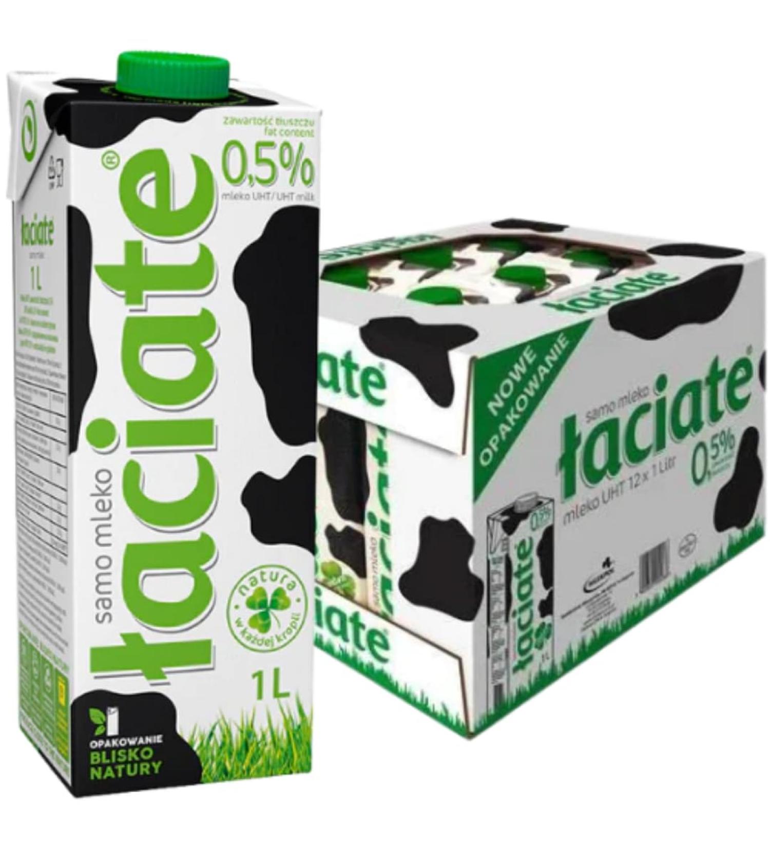 Laciate Green Milk 0.5% Fat UHT Milk 1000 Mililiter x 12 Boxes - Buy Online on SooperMarket.com