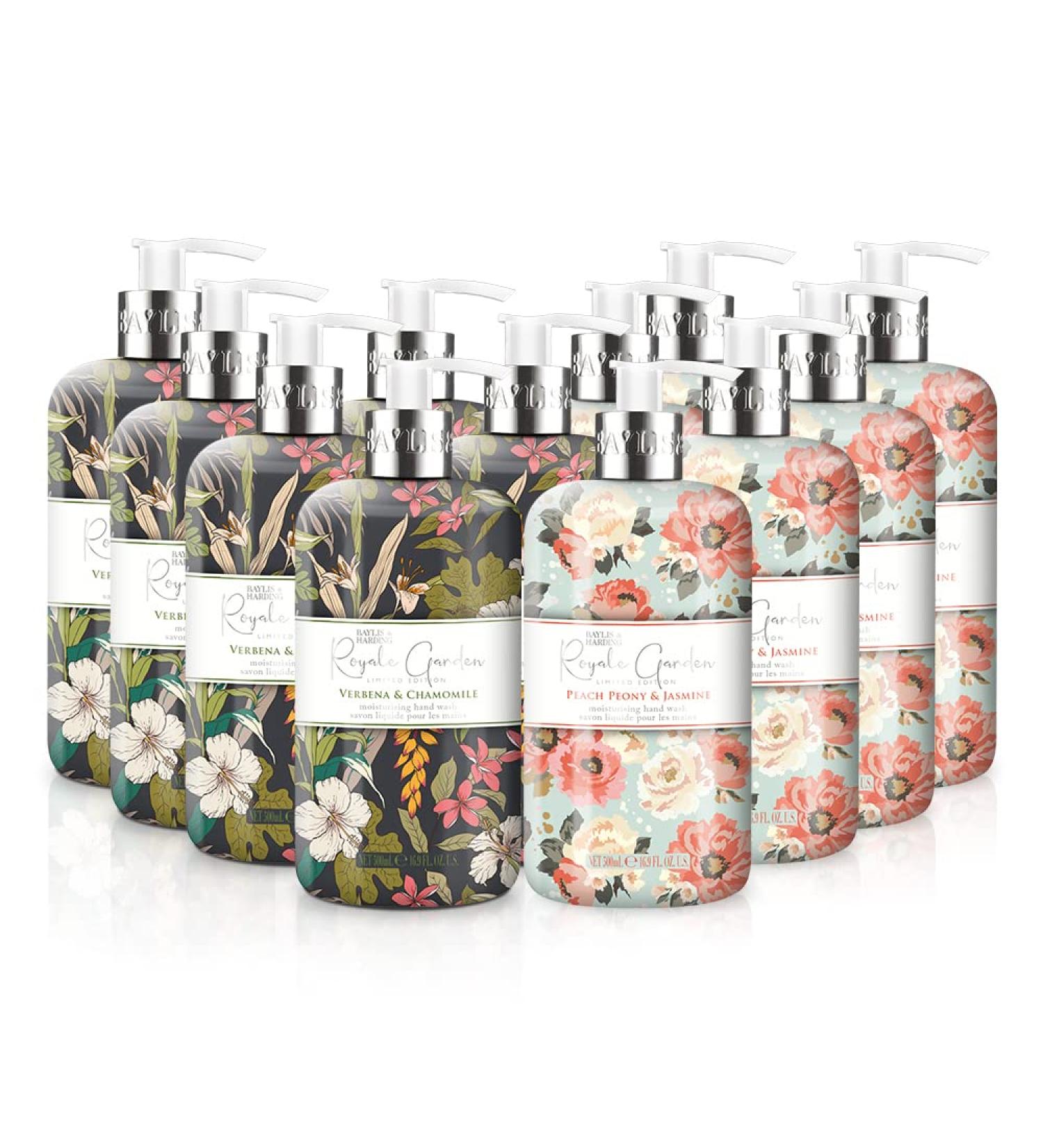 Baylis & Harding Royale Garden Hand Wash Bundle - 6 Peach Peony & Jasmine + 6 Verbena & Chamomile (12 x 500ml) - Vegan Friendly - Buy Online on SooperMarket.com