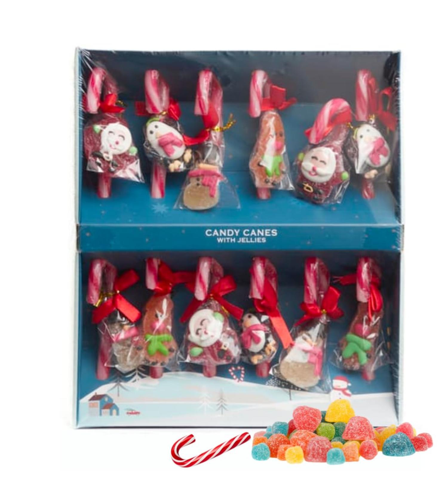 Christmas eve box fillers for kids teens adults - Christmas candy cane individually wrapped with santa & reindeer jellies - festive treats