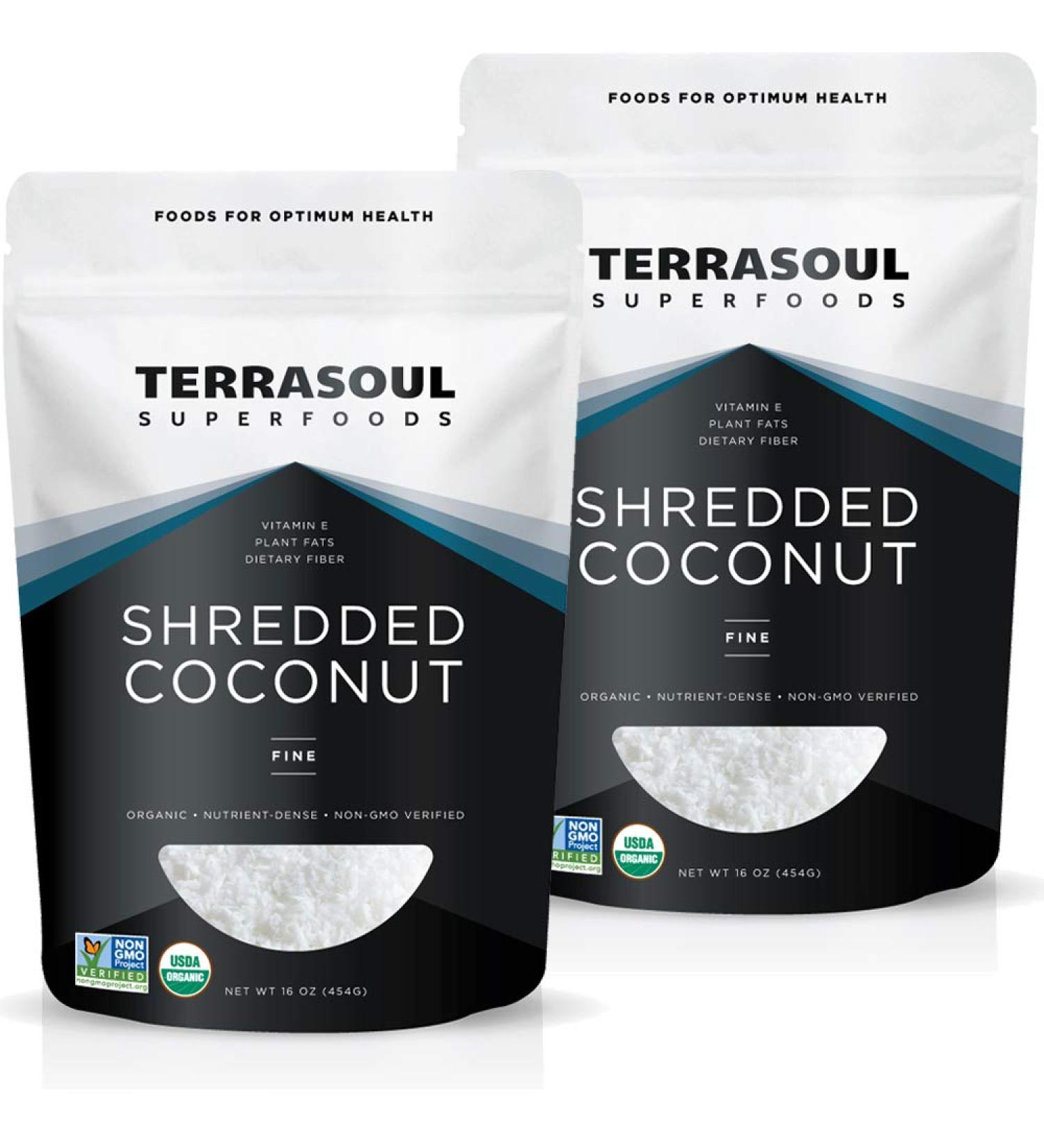 Terrasoul Superfoods Organic Coconut Flakes 2 Lbs (2 Pack) - Finely Shredded Macaroon Cut - Buy Online on SooperMarket.com