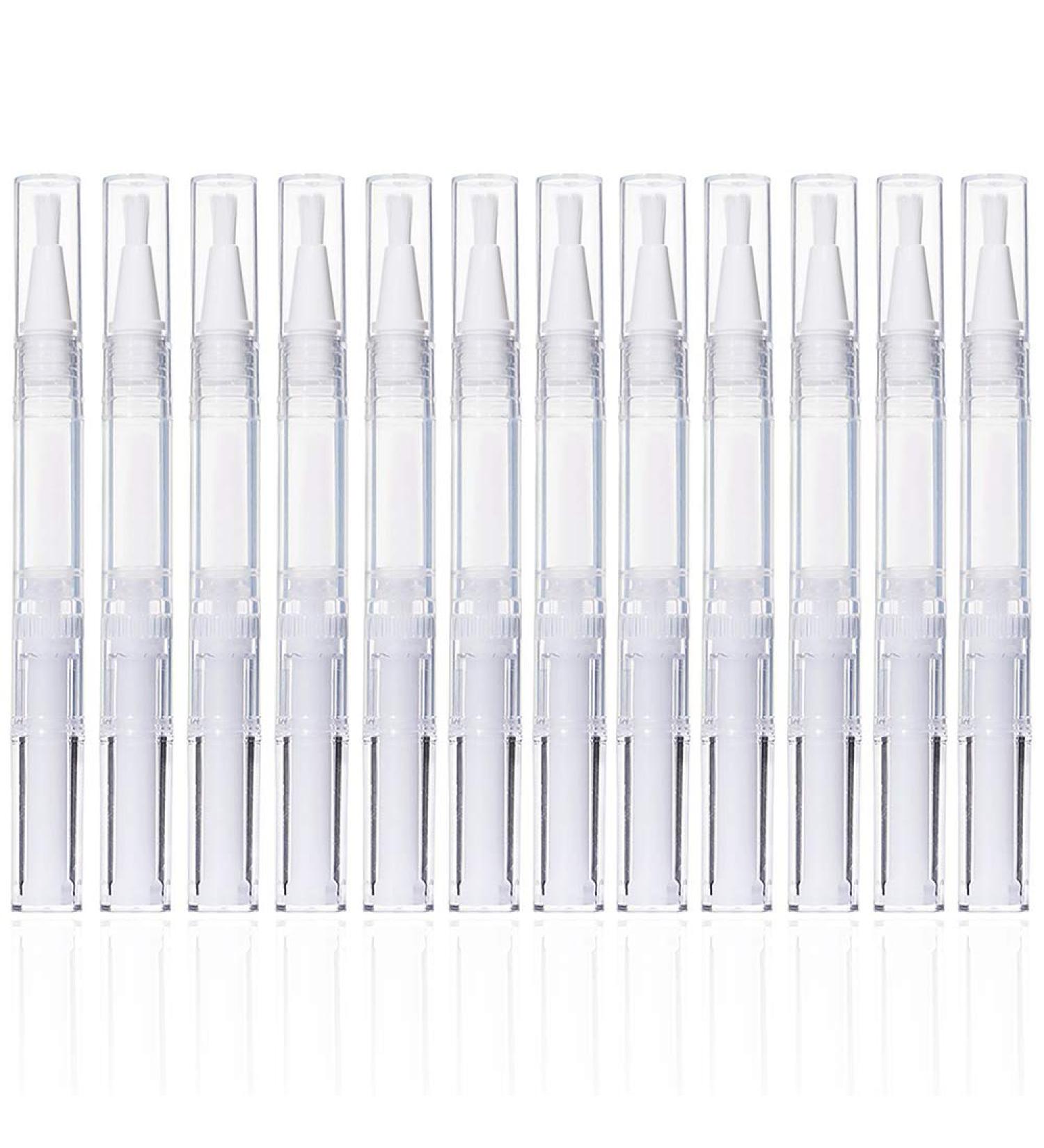 12Pcs 3ml Empty Nail Oil Pens with Brush Tip for Lip Gloss and Eyelash Growth - Transparent Twist Pens for Precise Application (12PCS) - Buy Online on SooperMarket.com