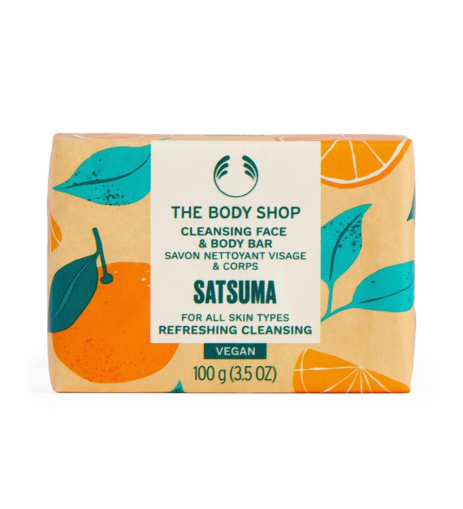 The Body Shop Satsuma Cleansing Face & Body Bar | Vegan Skin Revitalizer | 3.5oz | International Shipping - Buy Online on SooperMarket.com