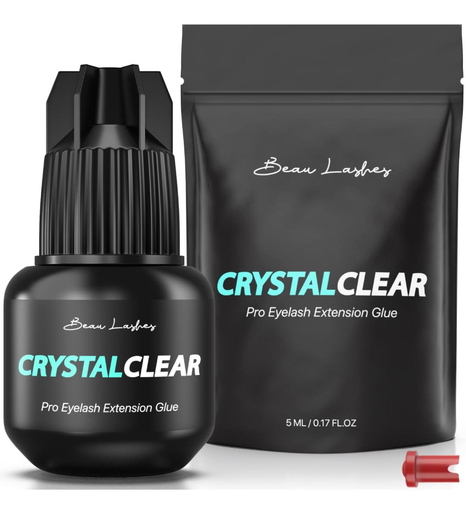 Crystal Clear Professional Eyelash Extension Glue | Strong Fast Drying Adhesive | Long-Lasting Semi-Permanent Lash Extensions | 7 Weeks Retention - Buy Online on SooperMarket.com