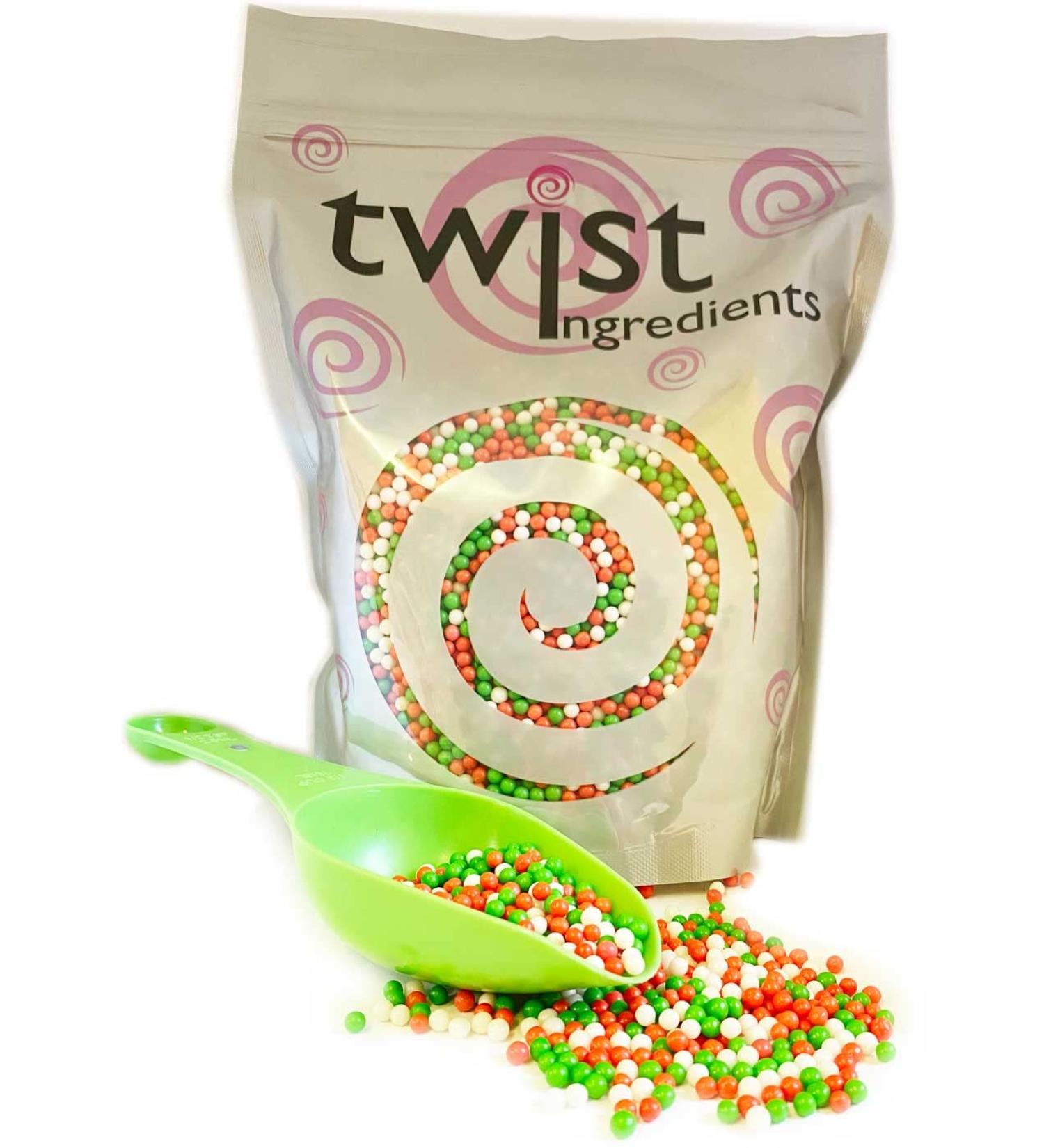 Twist Ingredients - Christmas 4mm Polished Pearls 1kg. Red Green and White polished sugar pearls ideal for all of your festive cakes and bakes. A real showstopper (Christmas 4mm polished) Xmas 4mm polished - Buy Online on SooperMarket.com