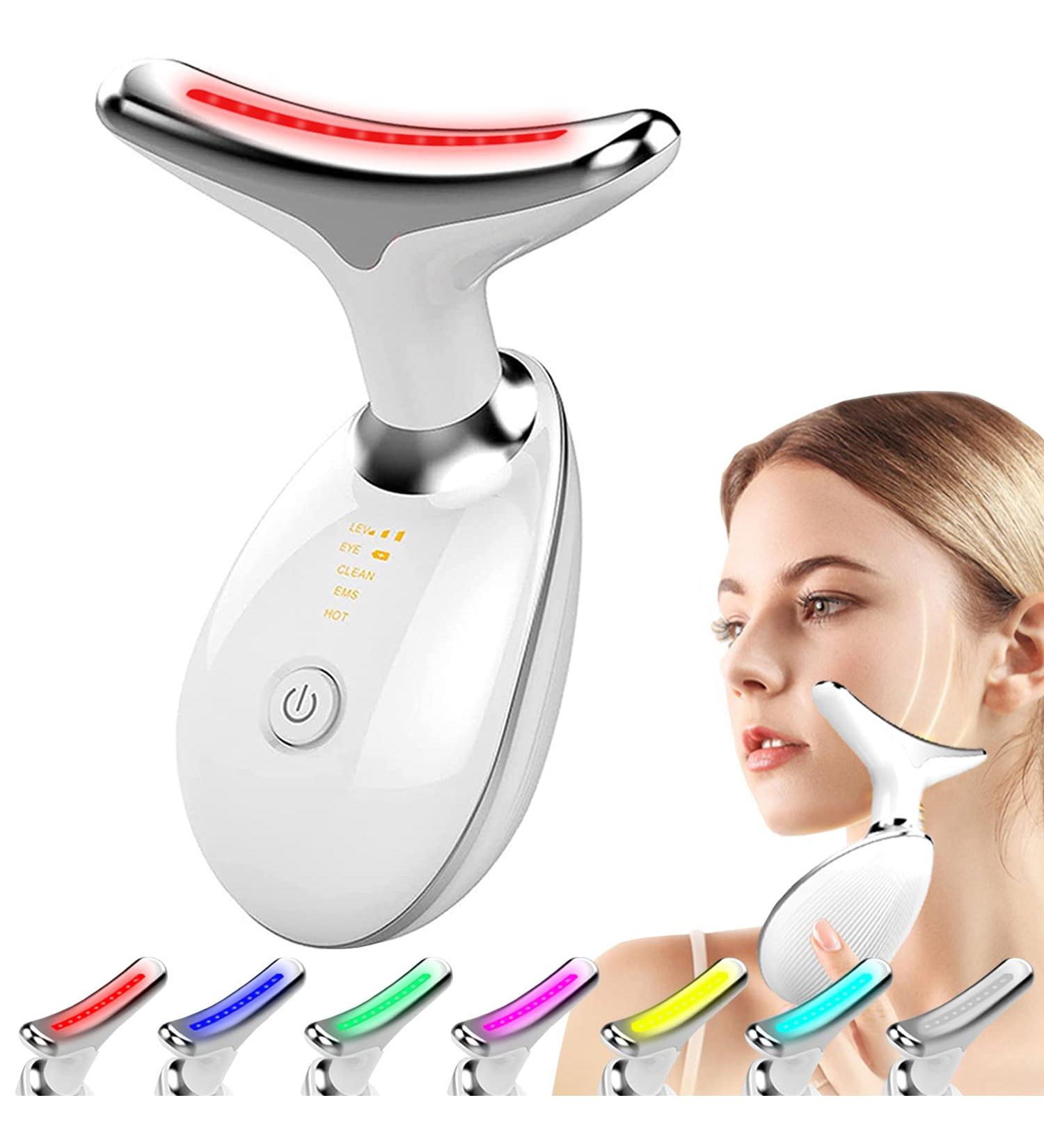 Leotop Red Light Therapy Device for Face & Neck - 7 Color Modes, EMS Massage, Wrinkle Removal, Firming & Rejuvenation - Buy Online on SooperMarket.com