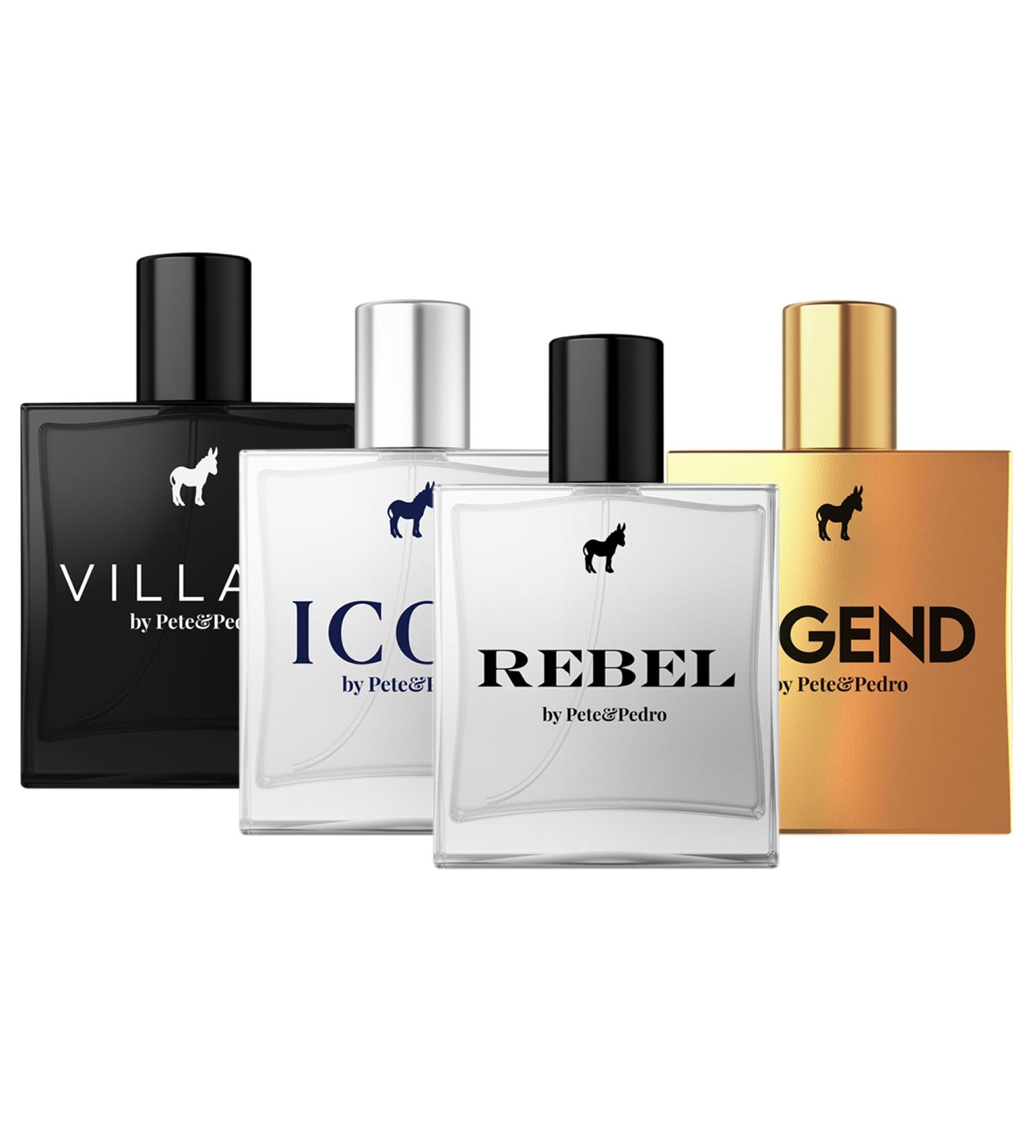 Pete & Pedro COMPLETE FULL SIZE FRAGRANCE SET - REBEL ICON VILLAIN LEGEND Men's EDP Eau De Parfum Cologne | As Seen on Shark Tank 4 Bottles 1.7 oz Each - Buy Online on SooperMarket.com