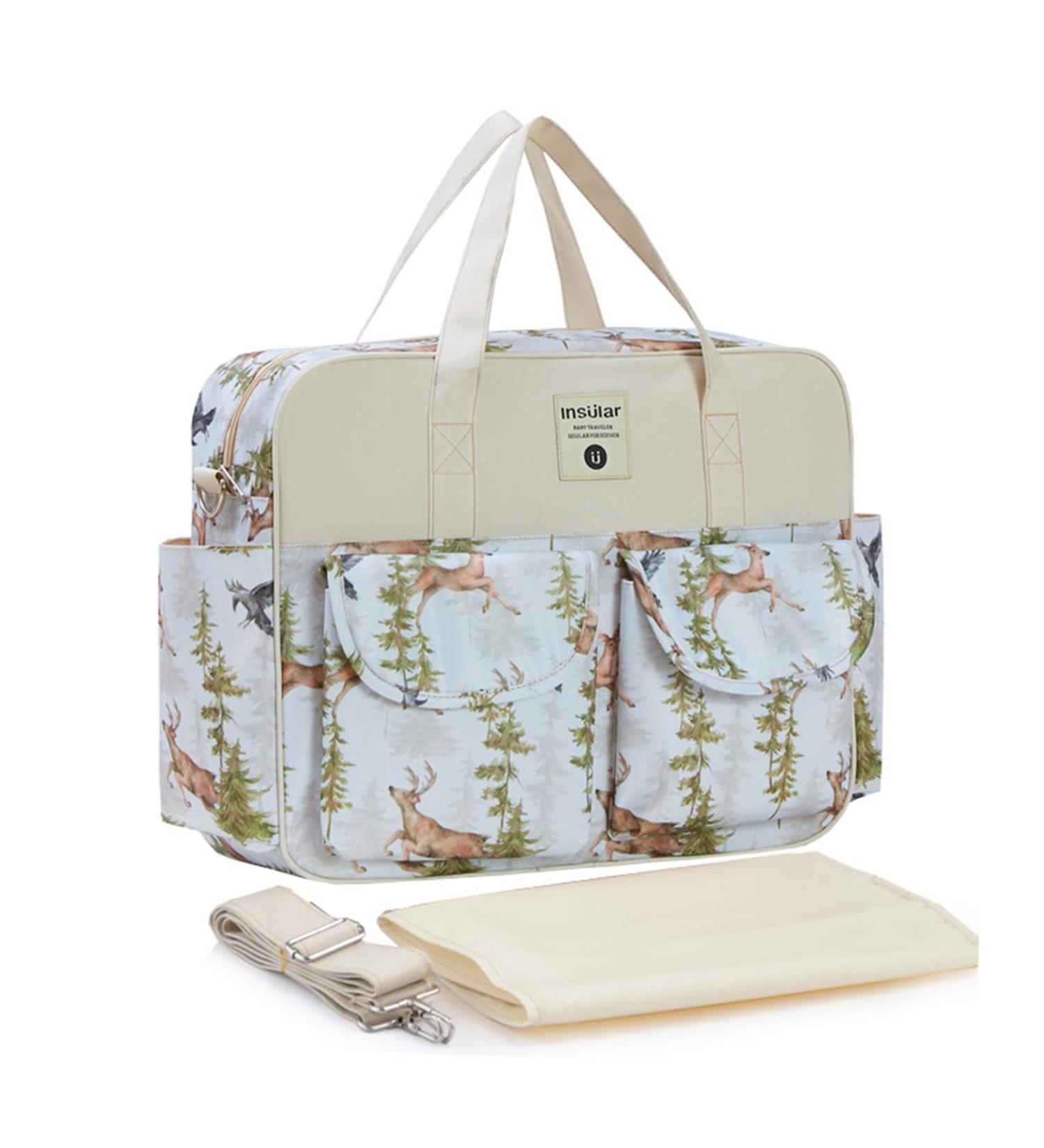 Kamay's Waterproof Mummy Diaper Bag with Changing Mat - White Pine Tree Elk Eagle Design - Buy Online on SooperMarket.com