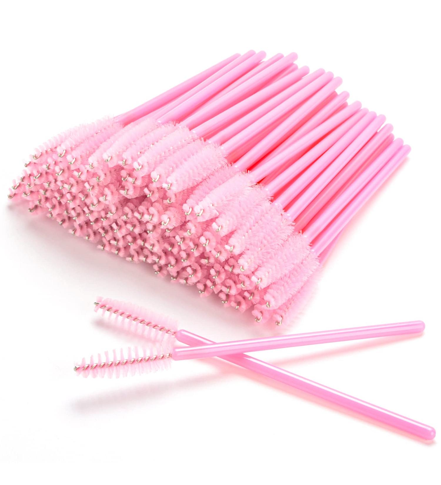 AIBAOBAO 100pcs Pink Crystal Disposable Mascara Wands - Eyelash & Eyebrow Brush Set for Makeup Tools - Buy Online on SooperMarket.com