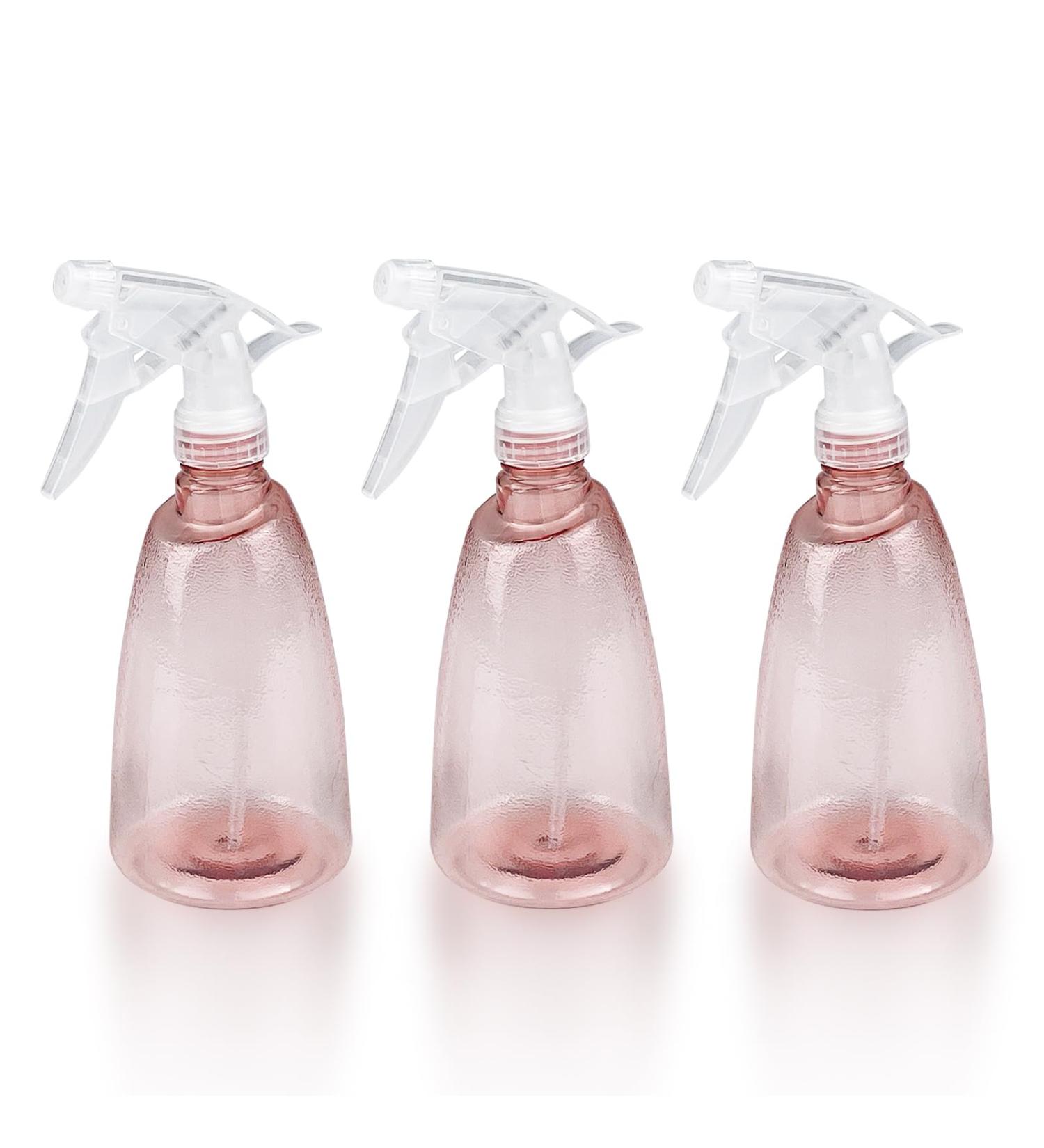 Gvolatee 3 STK 500ml Refillable Spray Bottles - Transparent Plastic Atomizer for Plants Hair and Cleaning - Professional Water Spray Bottle in Pink - Buy Online on SooperMarket.com