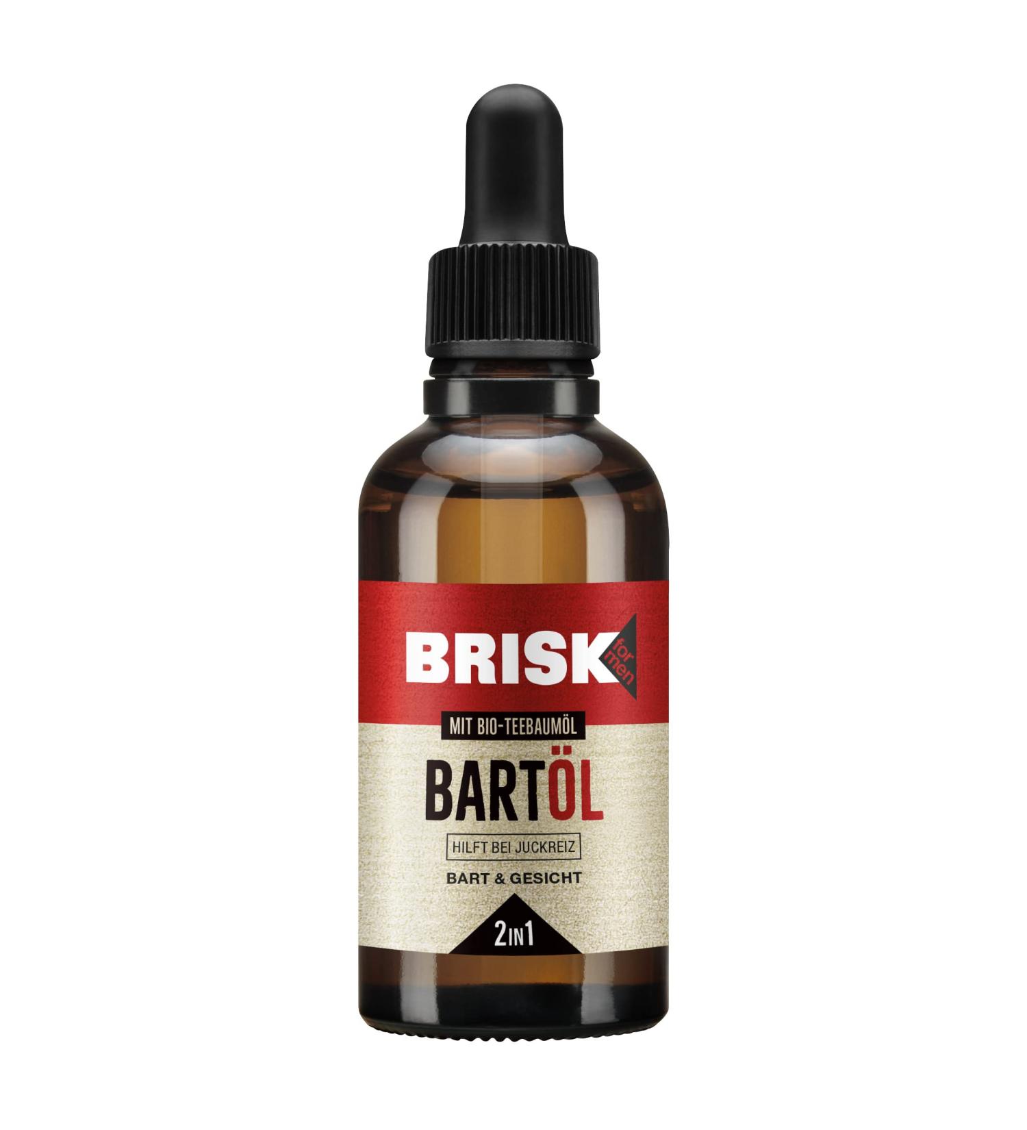 Brisk 2in1 Beard Oil for Men | Organic Tea Tree Oil | 50ml - Softens Beard & Nourishes Skin | Non-Greasy Facial Care & Shaving Solution - Buy Online on SooperMarket.com