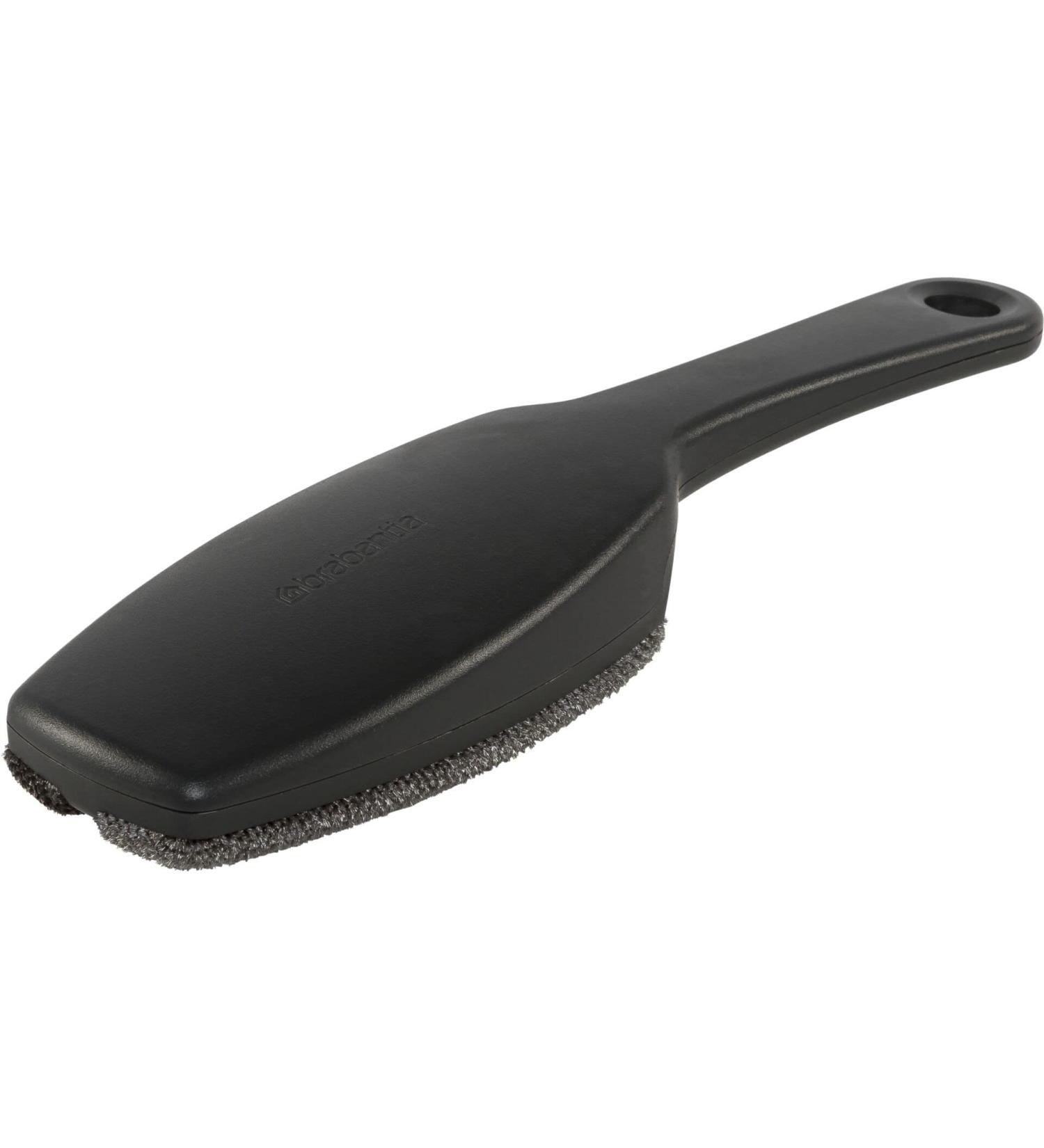 Brabantia Clothes Brush for Lint Dust Pet Hair Removal (Dark Gray) Double Velour Pads Ergonomic Handle Easy Clean Left or Right Handed Use