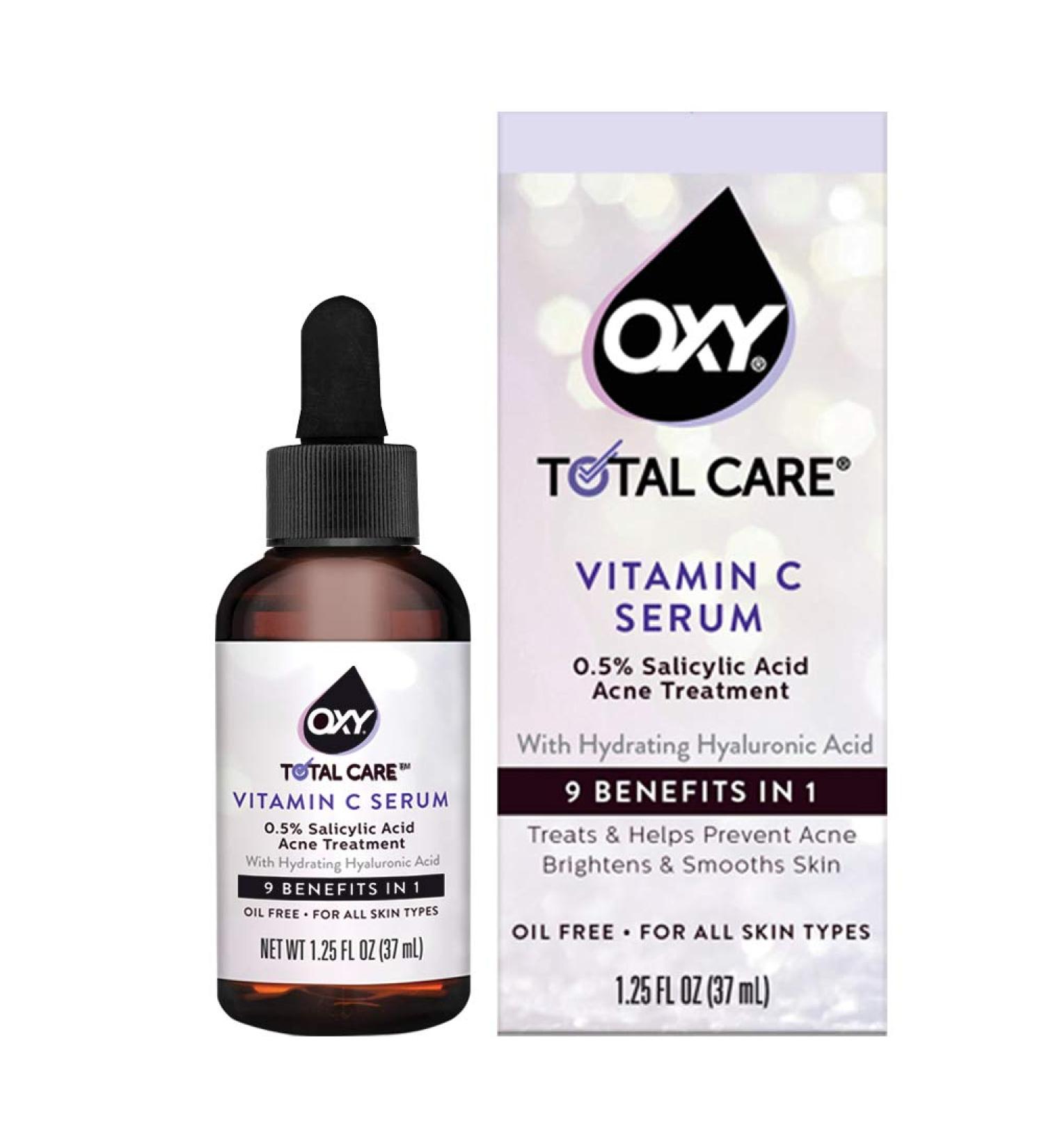 OXY TOTAL CARE Vitamin C Serum with Hyaluronic Acid & Salicylic Acid - Clears Acne, Evens Tone, Makes Skin Glow - 1.25 FL OZ - Buy Online on SooperMarket.com