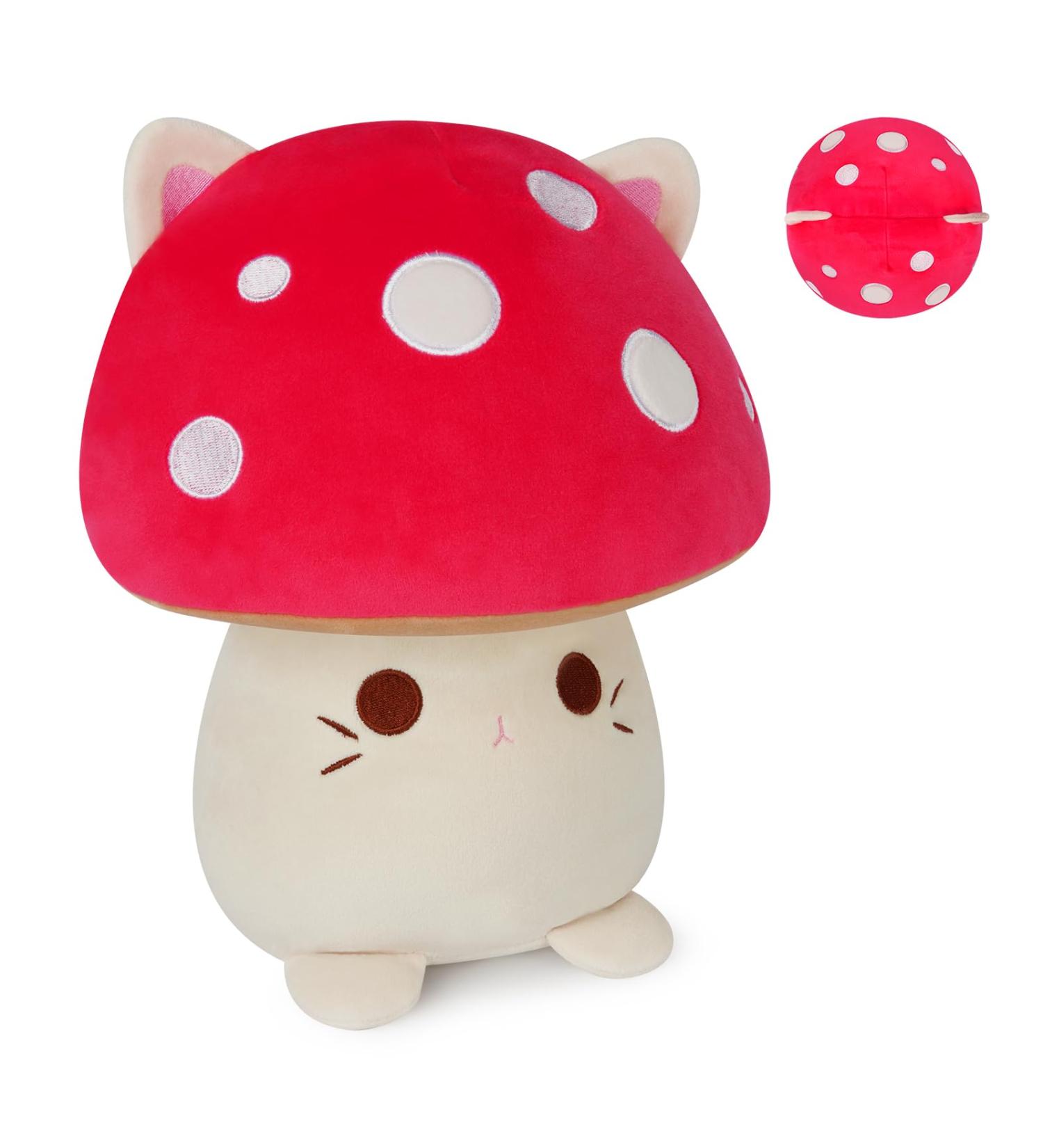 Yamepuia Mushroom Cat Plush Pillow - 11 Stuffed Animal Toy for Kids - Birthday Gift for Girls and Boys - Buy Online on SooperMarket.com