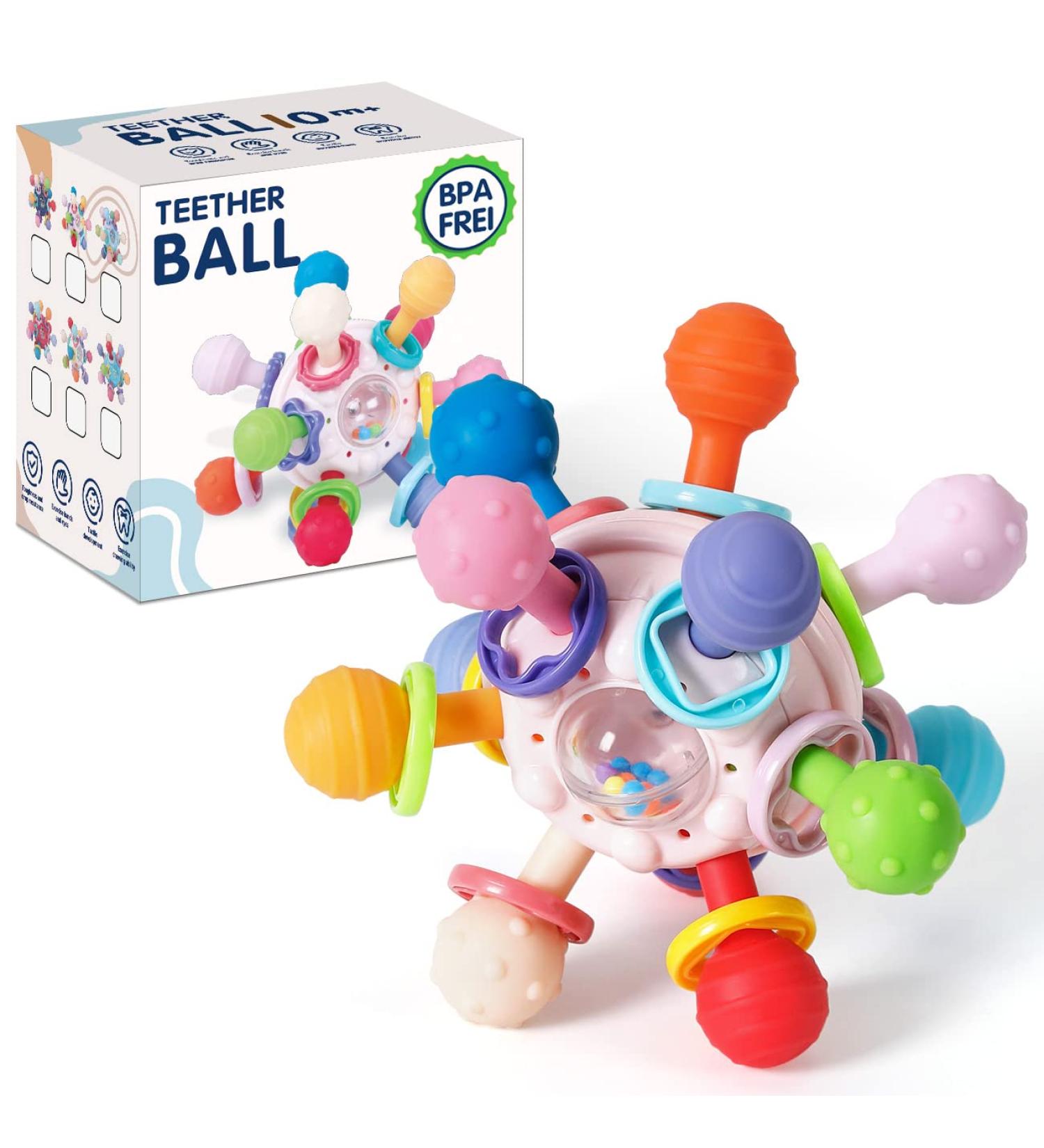 KMMIFF Baby Bite Toy - BPA-Free Silicone Teether Ring & Dental Aid Soft Teeth Toys for 3+ Months Pink | Perfect Baby Gift - Buy Online on SooperMarket.com