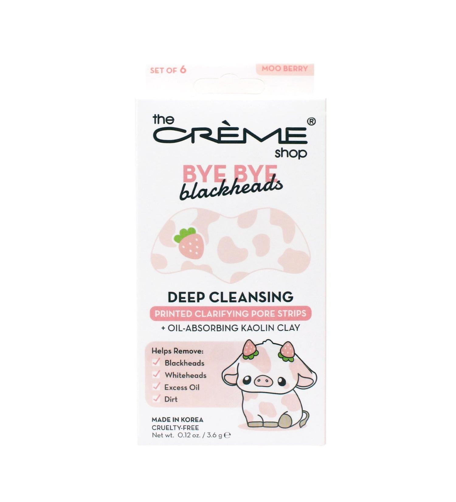 The Cr me Shop Bye Bye Blackhead Nose Strips - Oil-Absorbing Kaolin Clay Deep Cleanse - Pore Stickers Target Blackheads Whiteheads Excess Oil and Dirt (Moo Berry) 6 Counts 1 Pack MBBB9483