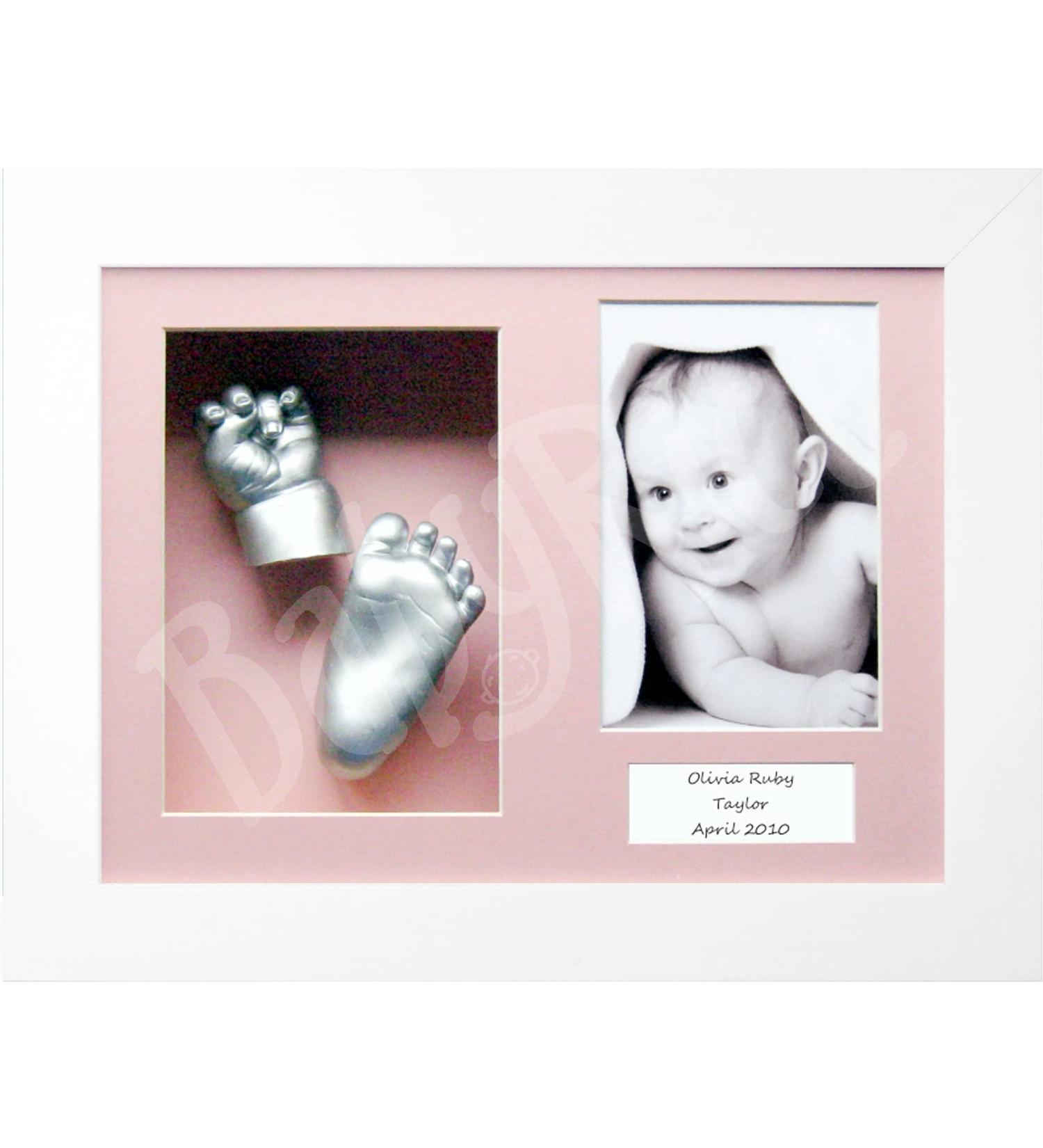BabyRice Baby Casting Kit - 12x9 Shadow Box Frame for Hand & Foot Casts - Pink/Pink - Buy Online on SooperMarket.com