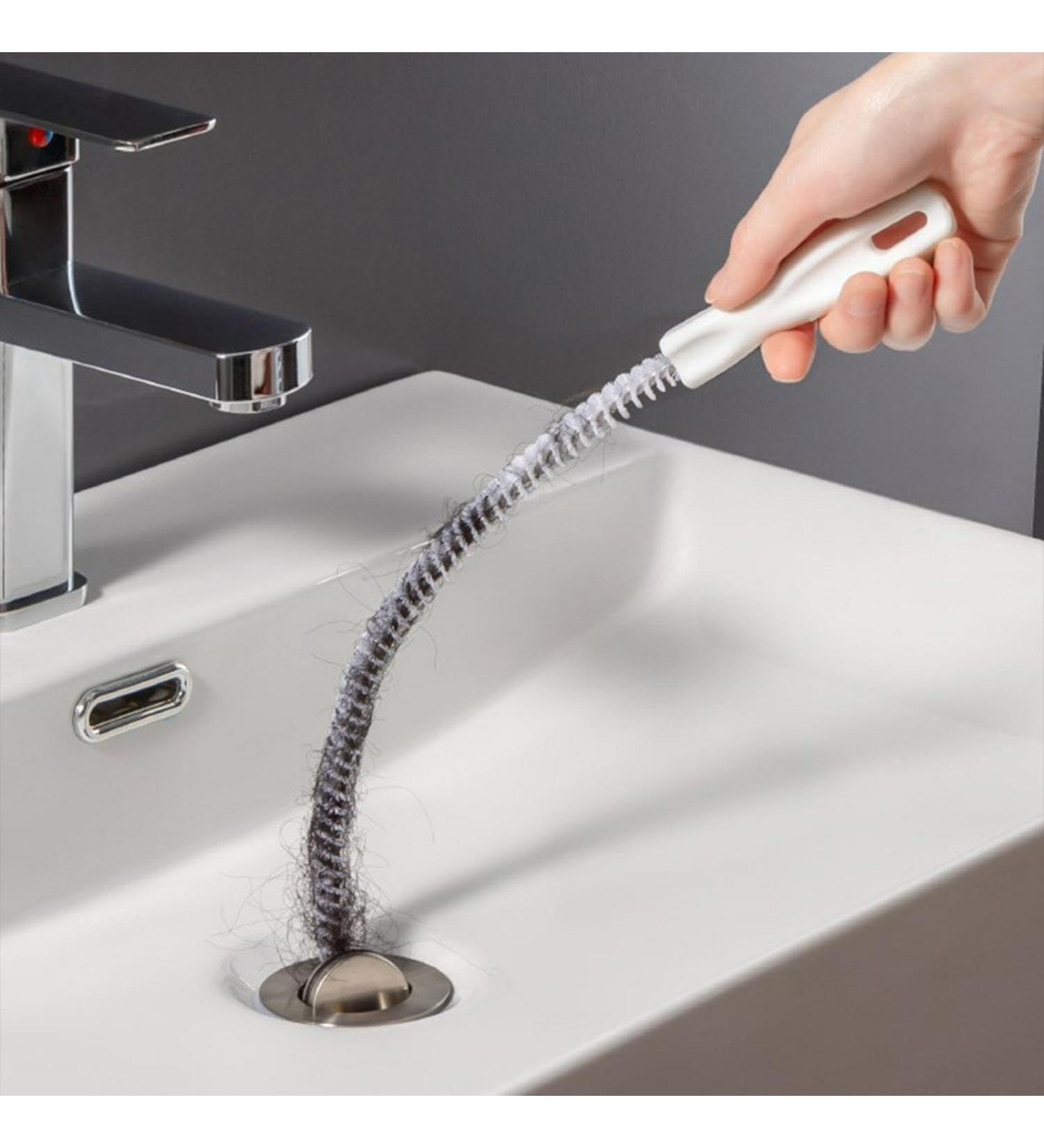 60CM/23.62Inch Sink Cleaning Pipe Brush Flexible Drain Unblocker Tube Brush Household Sewer Dredging Tool Waterpipe Overflow Cleaner Hair Catcher Pipe Cleaning Brush for Bathroom Kitchen Drain White - Buy Online on SooperMarket.com
