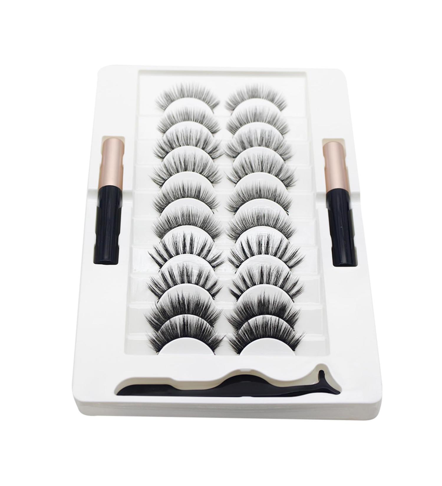 Magnetic Eyelashes And Eyeliner Kit Reusable Magnetic Lashes With Eyeliner And Tweezers 3D Natural Look False Eyelashes Magnetic Eyeliner And Eyelashes Kit - Buy Online on SooperMarket.com