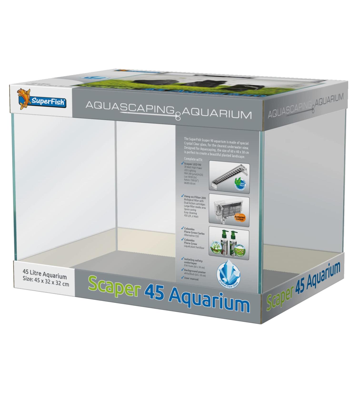 Superfish Scaper 45 Aquarium Starter Set Up White Black - Buy Online on SooperMarket.com