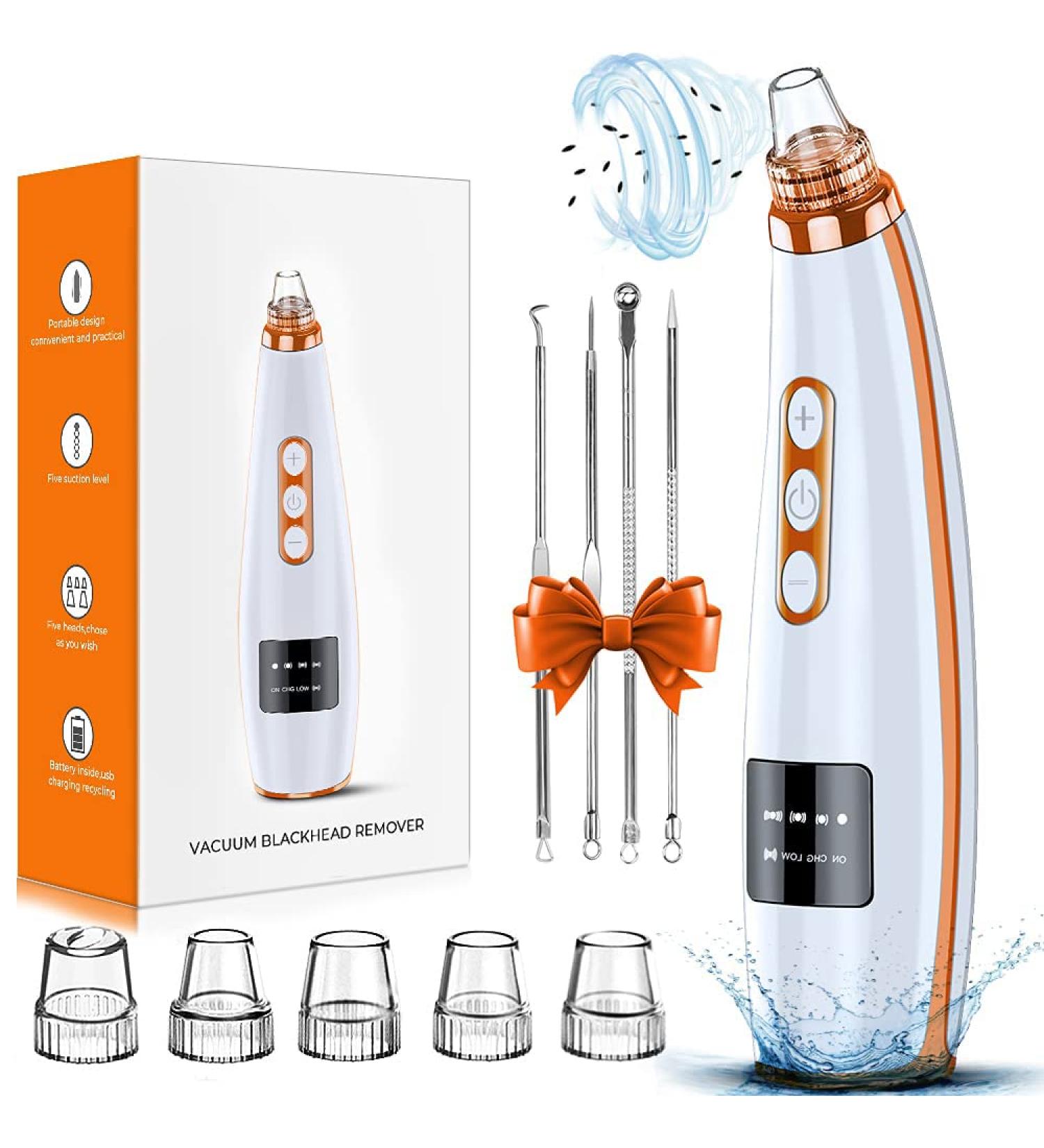 2023 Blackhead Remover Pore Vacuum - Upgraded Electric Facial Cleaner for Acne, Whiteheads - 5 Suction Power, 5 Probes - USB Rechargeable Kit for Women & Men - Buy Online on SooperMarket.com