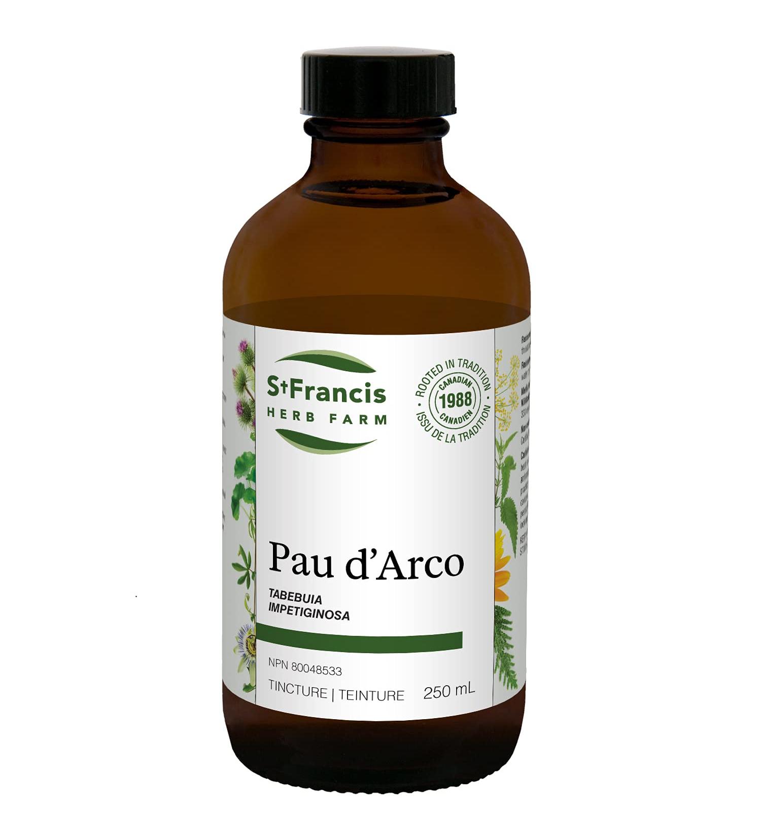 St Francis Herb Farm Pau d'Arco Herbal Tincture | Used in Herbal Medicine to Help Treat Sore Throat and Colds | Antiparasitic | Antimicrobial | Antifungal | Anti-Inflammatory | Immune Stimulating | (250ml) - Buy Online on SooperMarket.com