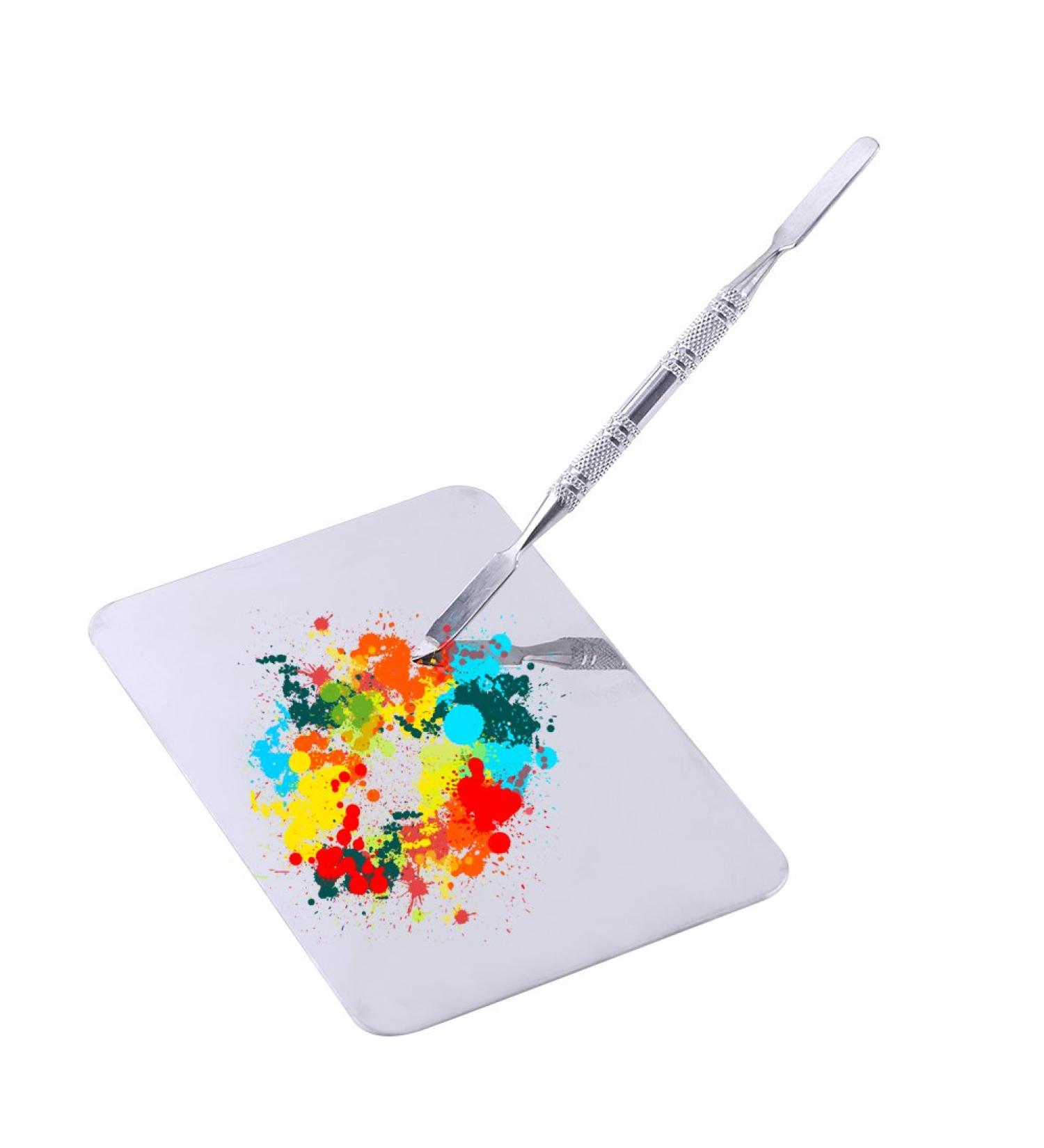 High-Quality Stainless Steel Makeup Mixing Tool & Spatula for Nail Pigments & Foundations | Rectangular Palette (83g) - Buy Online on SooperMarket.com