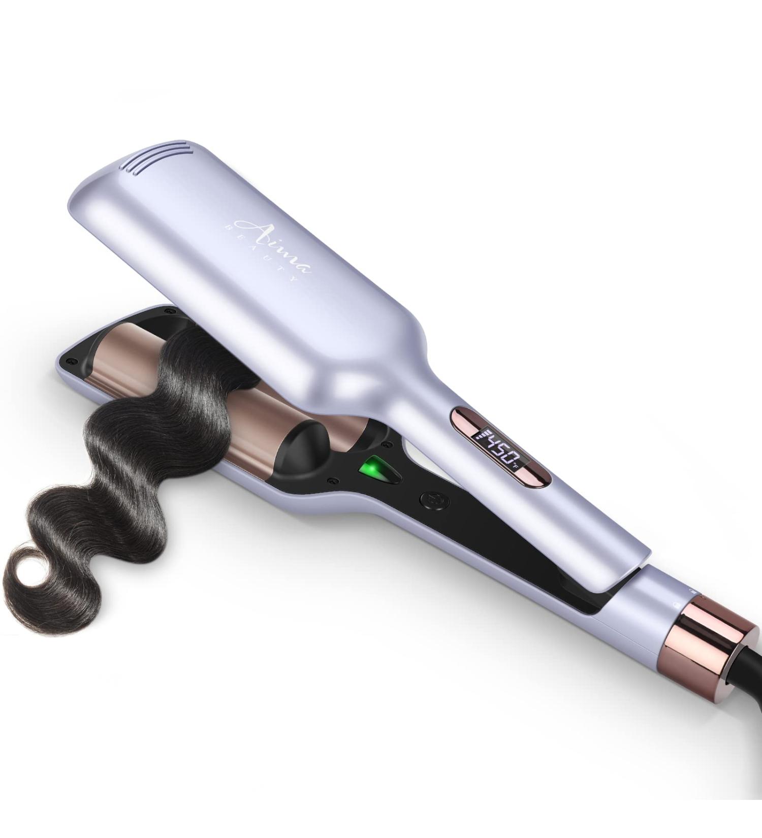32mm Aima Beauty Twins Mermaid Hair Waver - Anti-Scald Curling Iron for Beach Waves | 1.25 Inch Dual Barrel | Fast 15S Heating - Perfect for All Hair Types (Light Purple - Buy Online on SooperMarket.com
