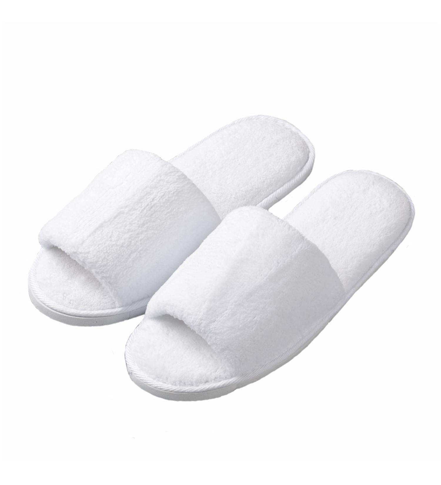 5 Pairs Velvet Open Toe Spa Slippers with Travel Bags | One Size Fits Most Men and Women - White - Buy Online on SooperMarket.com