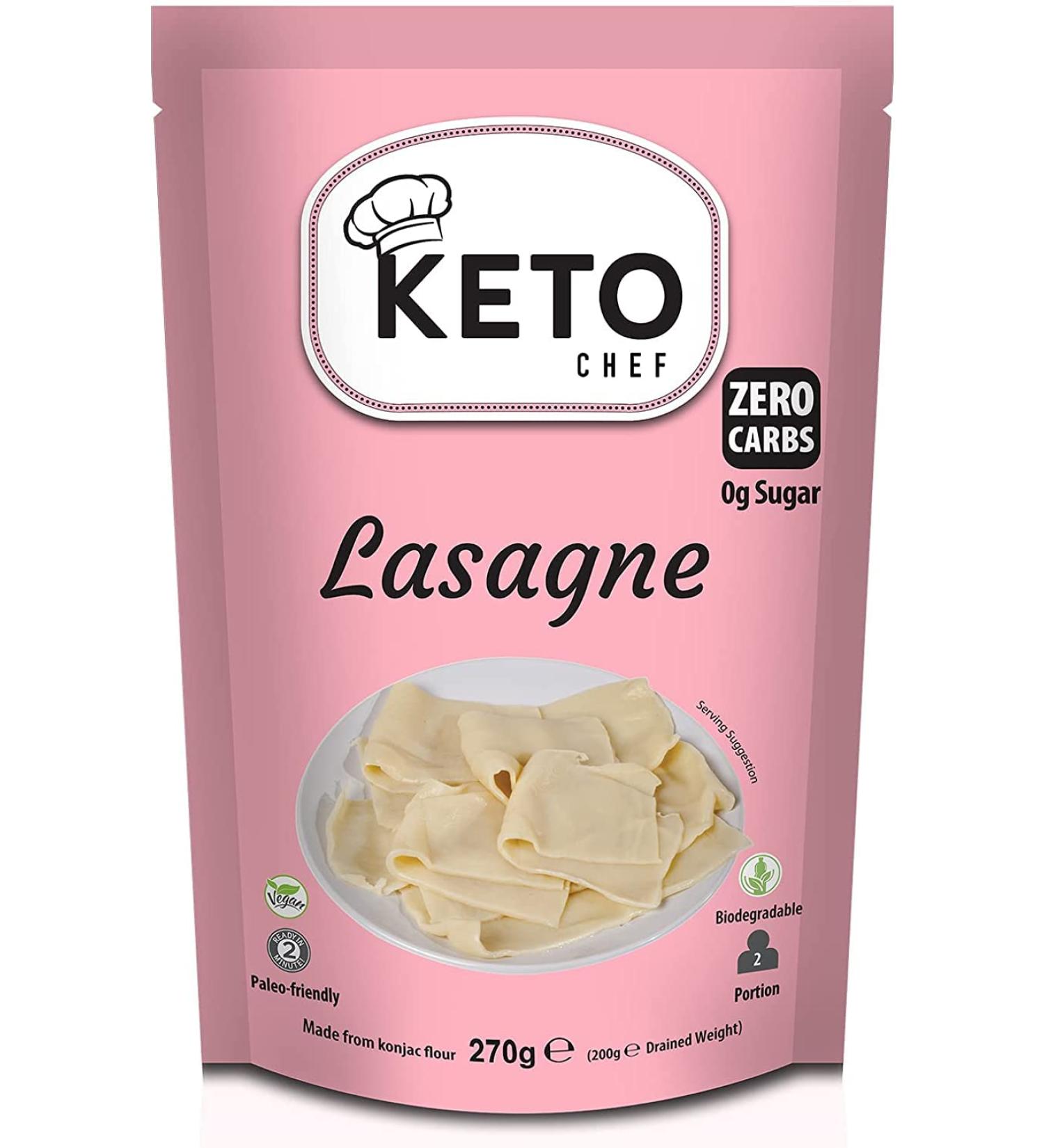 Keto Chef Vegan Lasagne Pasta Sheets 270g - Zero Carb Konjac Shirataki, Free-From Flour, Paleo & Low Calorie - Ready to Eat - Buy Online on SooperMarket.com