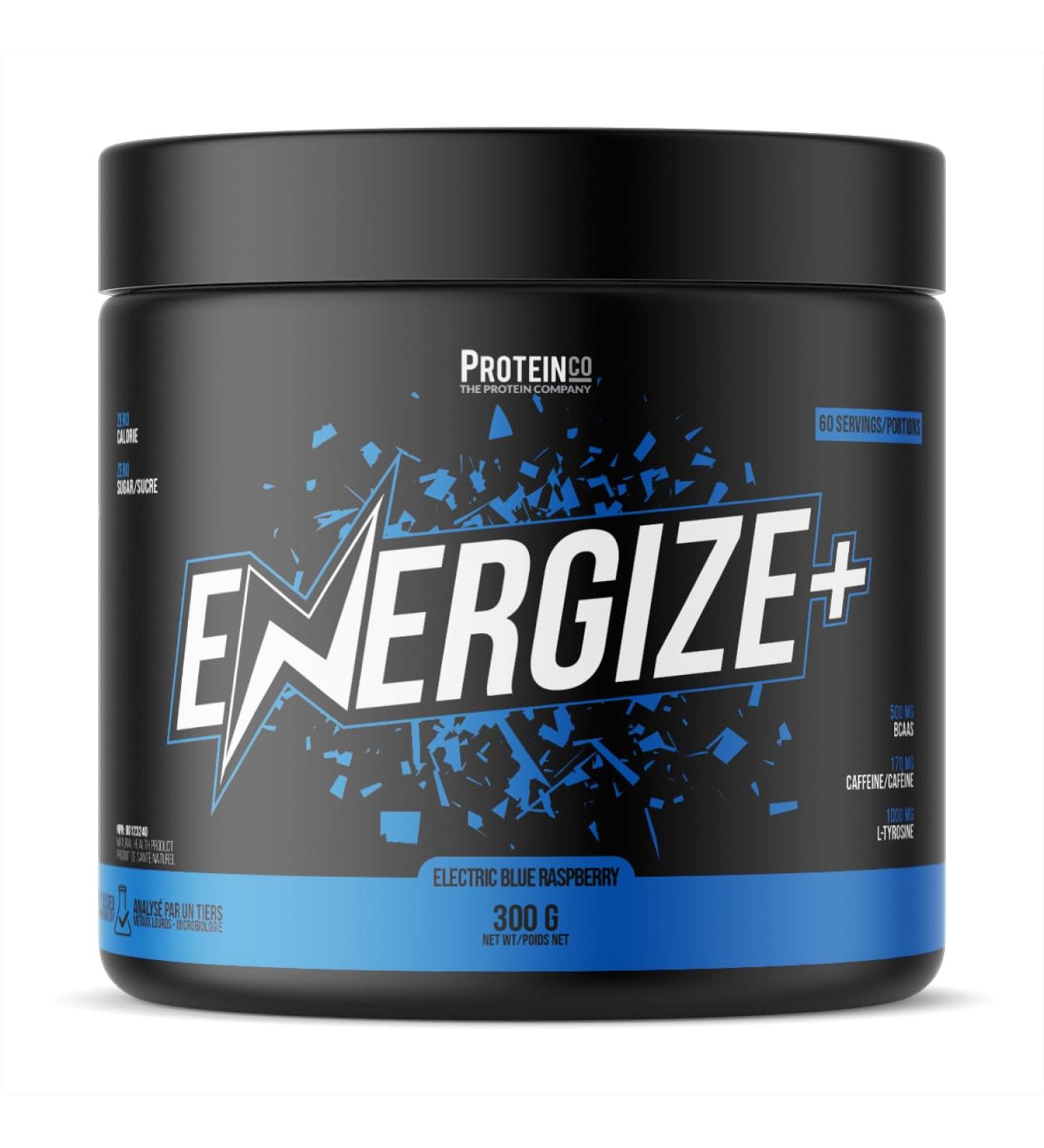 ProteinCo | Energize+ | 60 Servings | Energy Drink Powder Formula | BCAA & L-Tyrosine | Concentration & Focus | NEW FLAVOUR Electric Blue Raspberry 60 Servings (Pack of 1) - Buy Online on SooperMarket.com