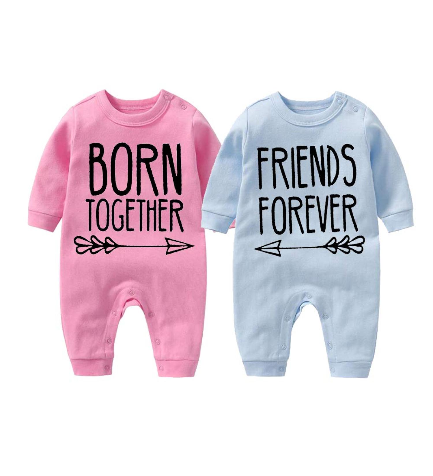 Culbutomind Baby Twins Bodysuit Set Friends Forever Unisex Romper with Hat | Multicoloured BFT 6-9 Months - Buy Online on SooperMarket.com
