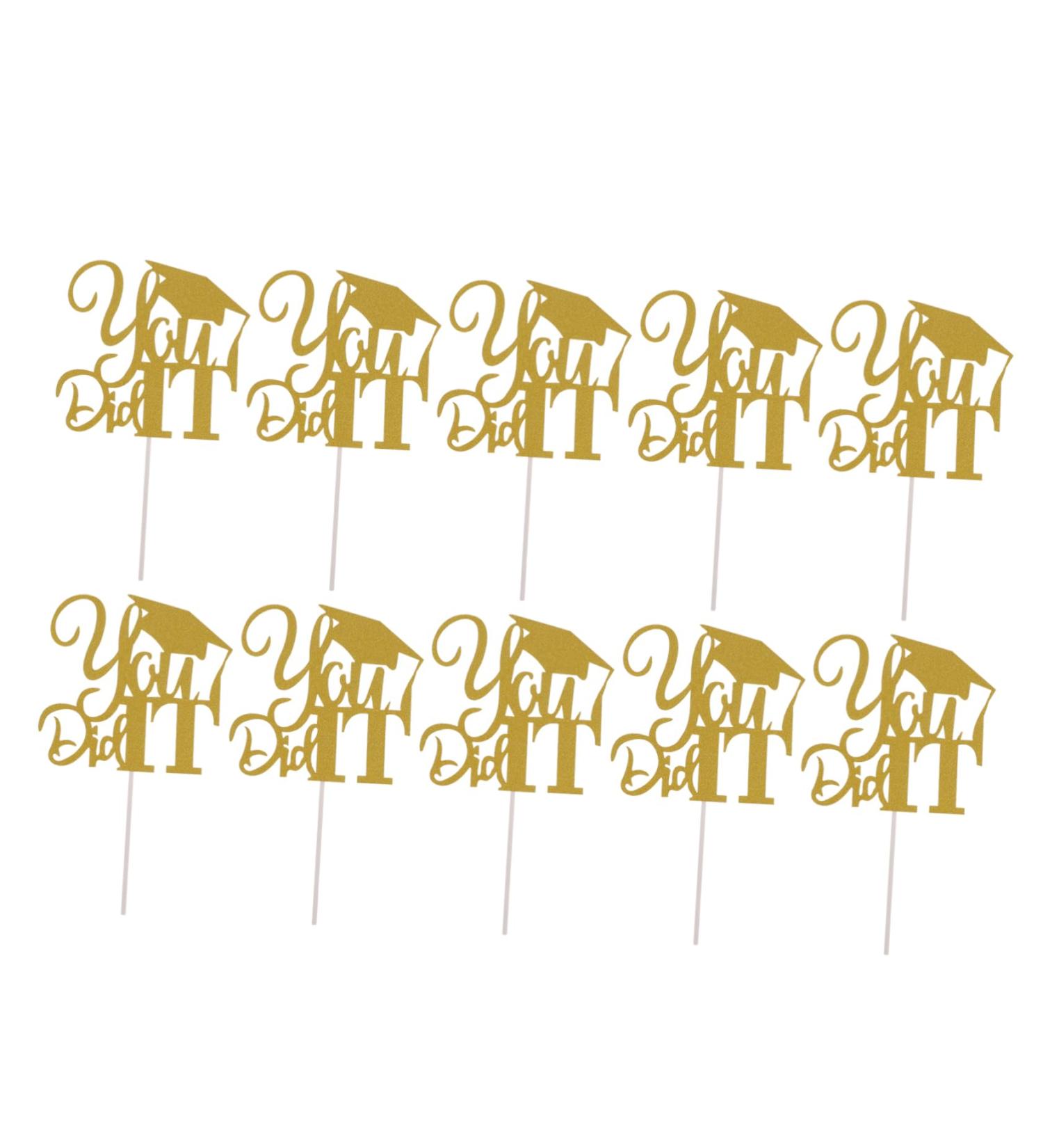 CHILDWEET 10pcs 2021 Graduation Cake Arrangement Trencher Cake Toppers 2021 Graduation Photo Booth Props Dessert Picks High Grad Paper Cups Party Cake Topper Food Insert Card Golden 13x13.5cm - Buy Online on SooperMarket.com