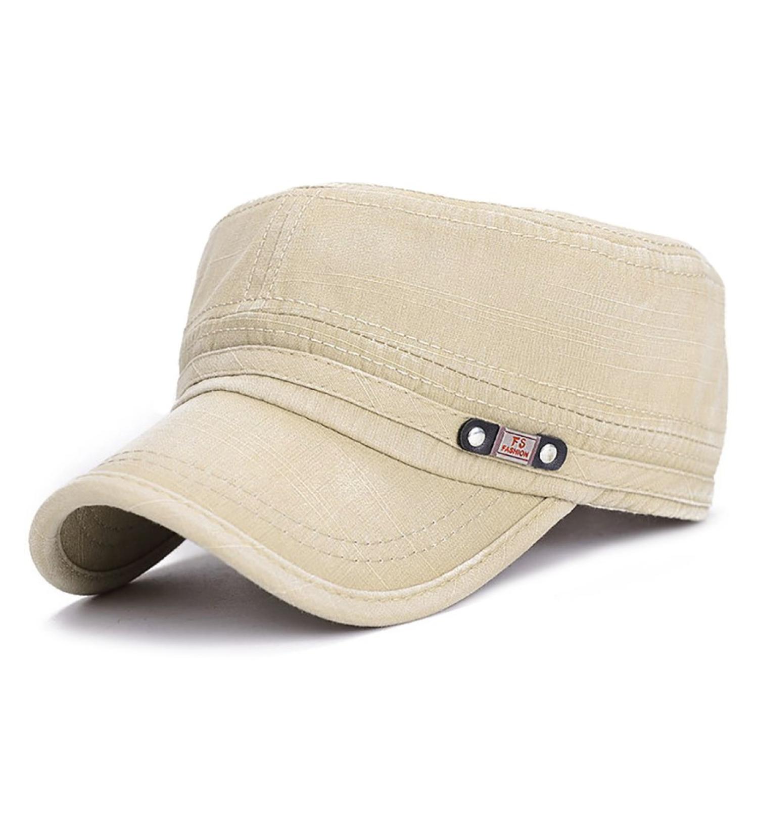 Glamorstar Unisex Cadet Army Cap | Washed Cotton Twill Military Hat - Beige - Buy Online on SooperMarket.com