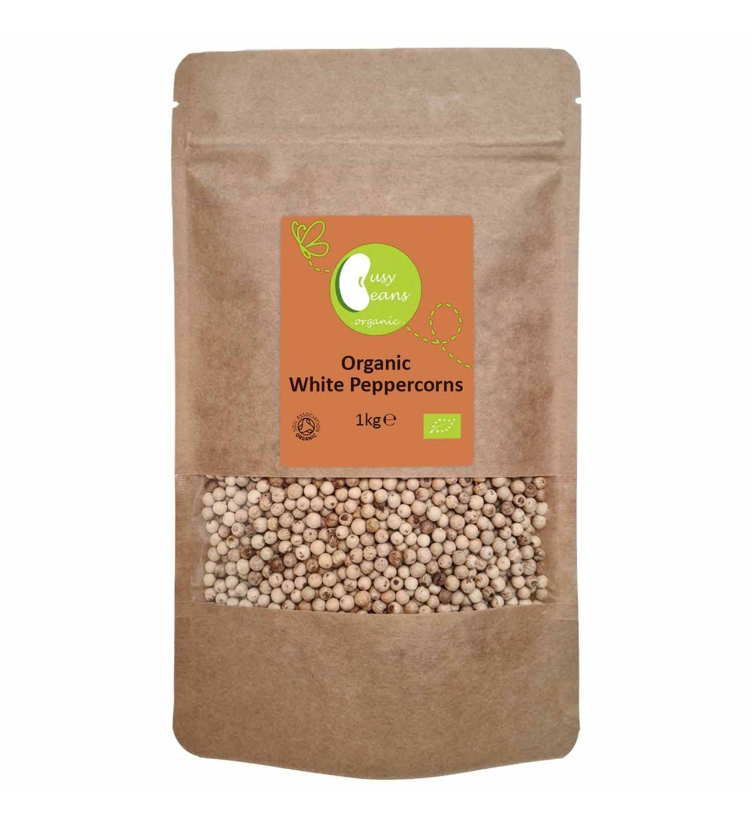 Organic White Peppercorns - Certified Organic - by Busy Beans Organic (1kg) - Buy Online on SooperMarket.com