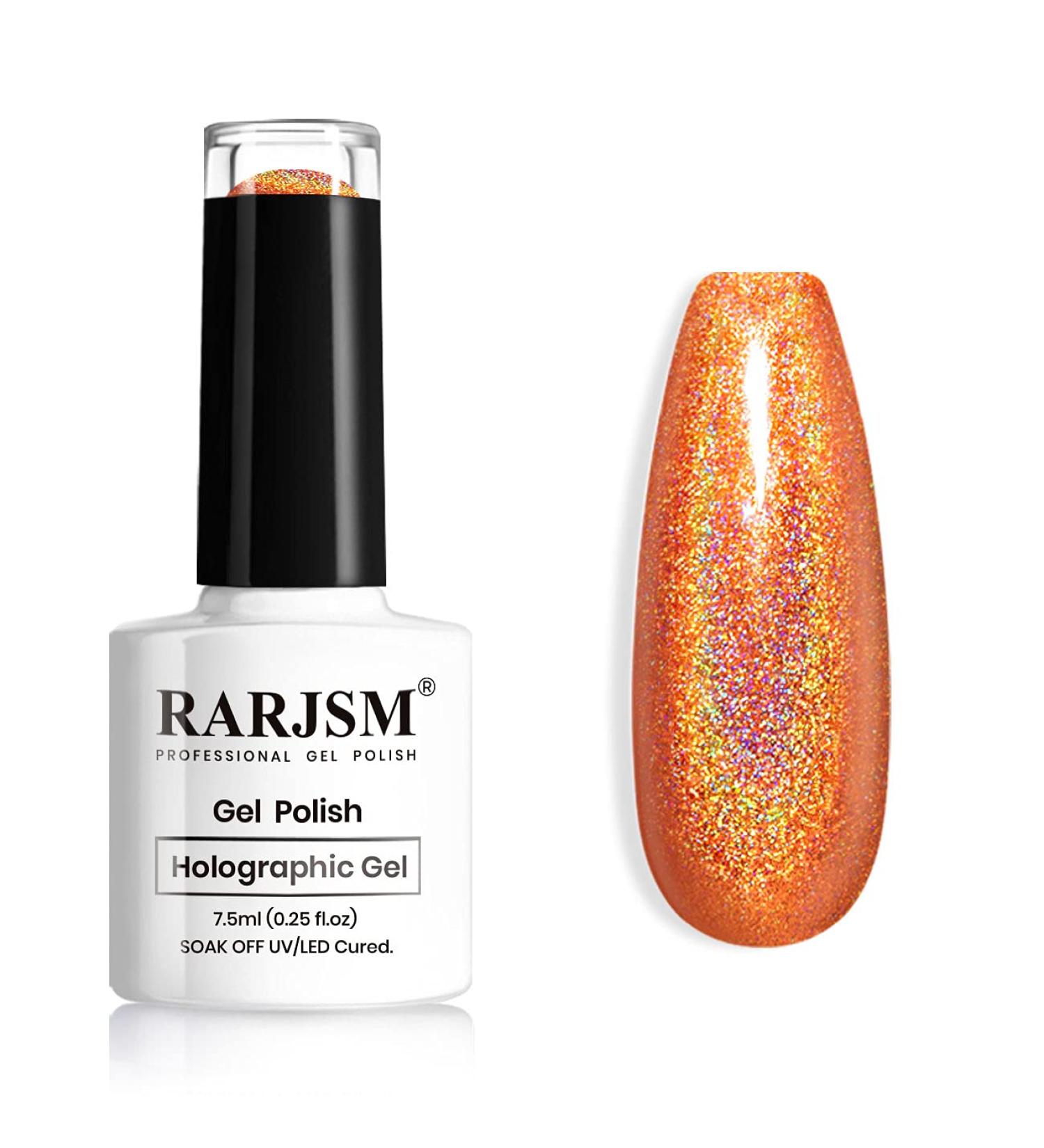 RARJSM Holographic Nail Polish - Classic Orange Gel Polish for Salon & DIY Use | Soak Off Gel UV/LED Compatible | RAR158 - Buy Online on SooperMarket.com