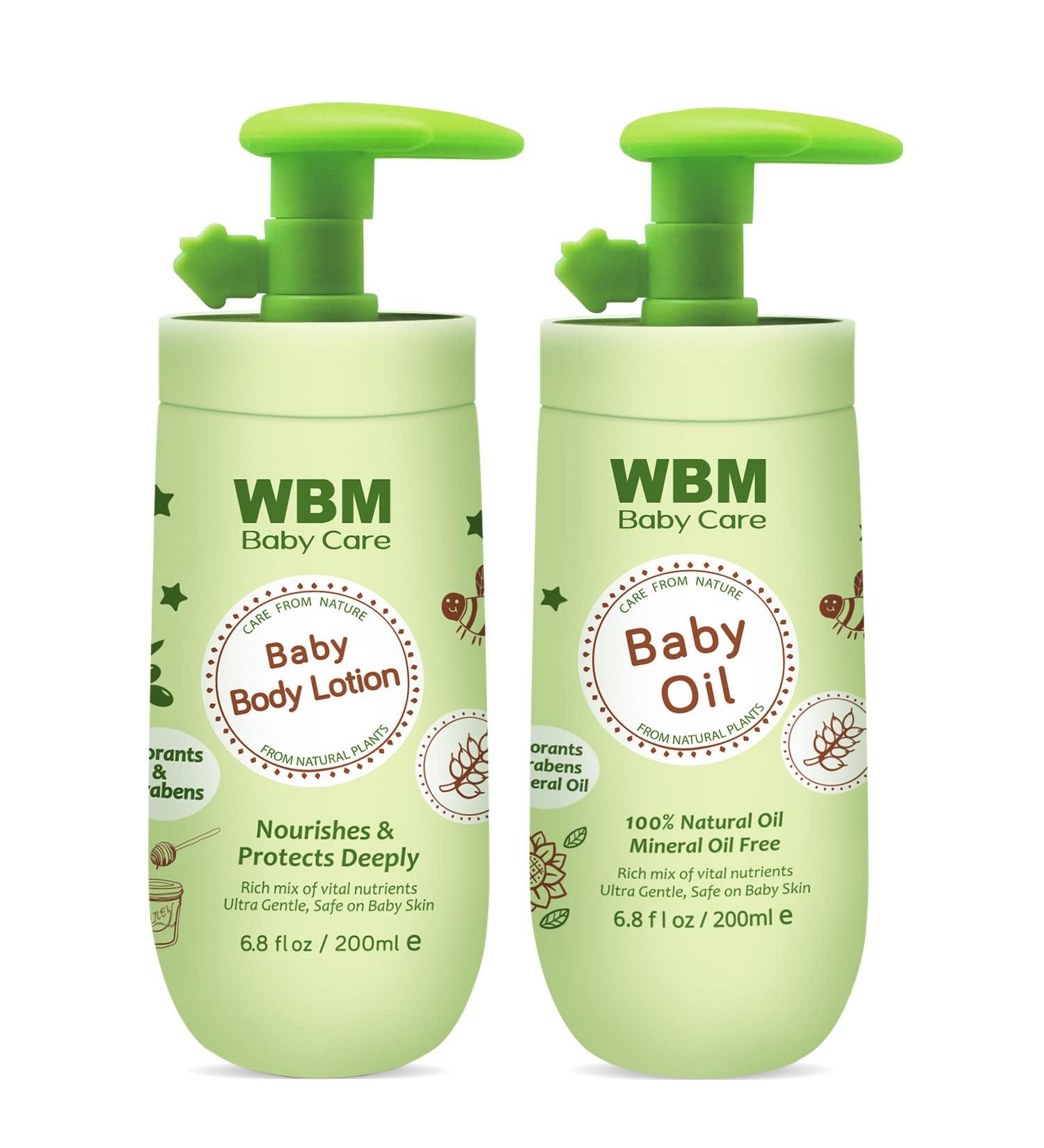 Buy WBM Baby Oil & Lotion Set | 100% Natural Newborn Skin Care with Vitamin E - Moisturizing & Nourishing Essentials - Buy Online on SooperMarket.com