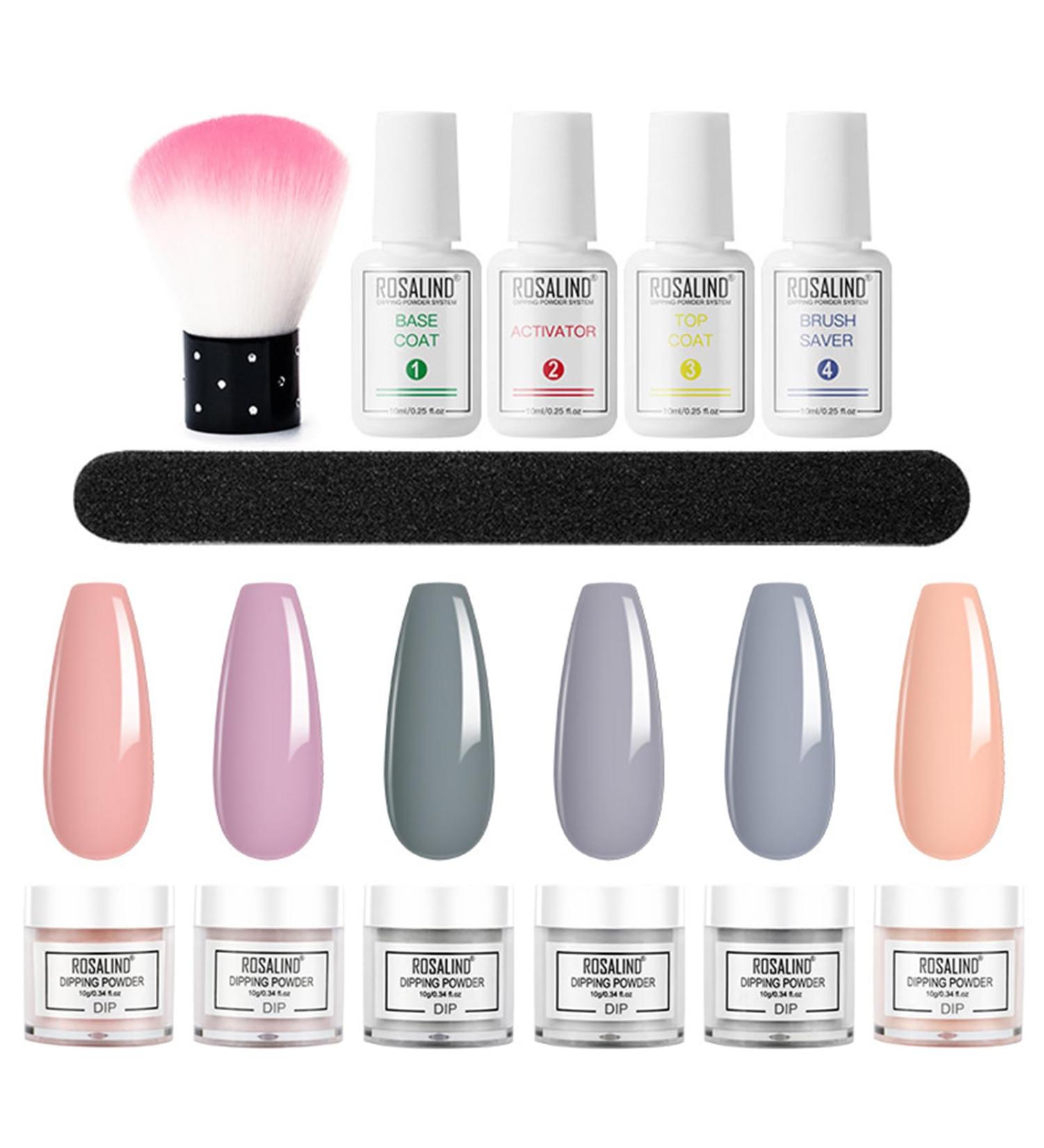 Roseflower Dipping Powder Nails Kit - 6 Colors Nude Dip Powder Base & Top Coat - DIY Manicure at Home | International Shipping - Buy Online on SooperMarket.com