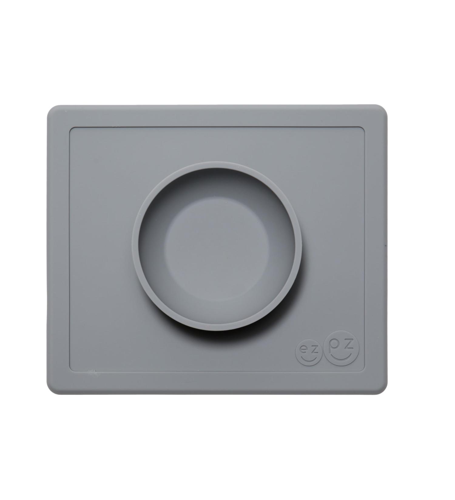 ezpz Happy Bowl (Gray) - Silicone Suction Bowl with Built-in Placemat for Toddlers - Dishwasher Safe Grey - Buy Online on SooperMarket.com