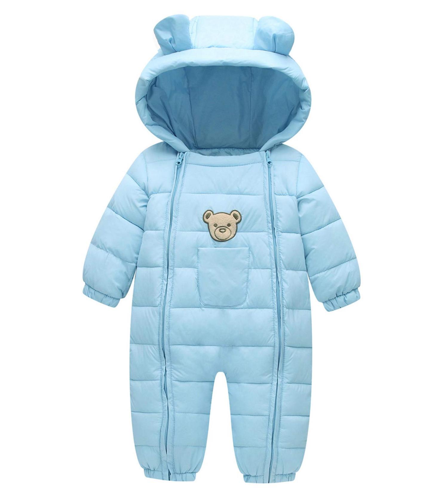 Happy Cherry Baby Hooded Romper Footie Pajamas Bear-light Blue 12-18 Months - Buy Online on SooperMarket.com