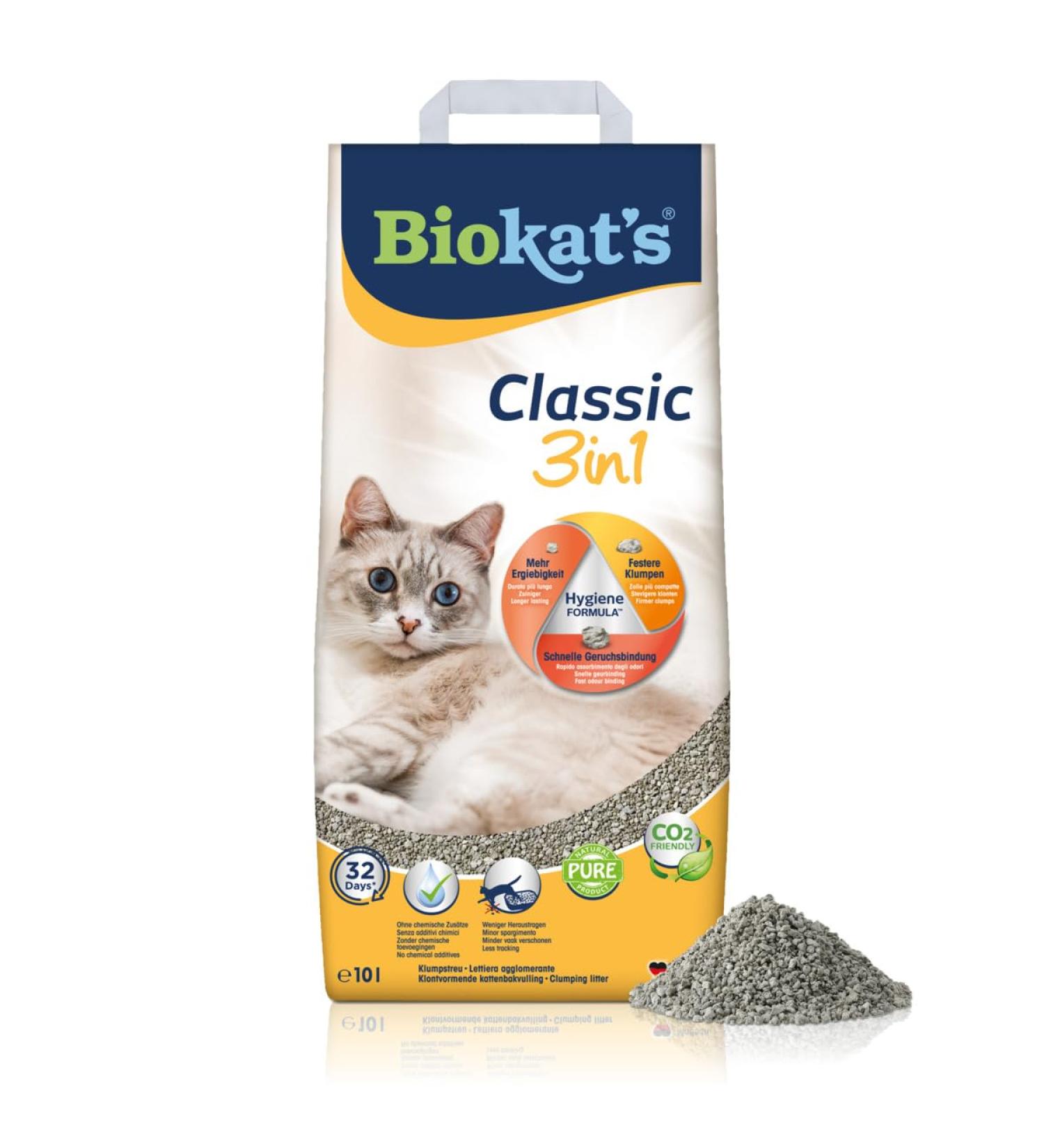 Biokats Classic 3in1 Unscented Clumping Cat Litter | 10L Bag with 3 Grain Sizes - Best for International Shipping - Buy Online on SooperMarket.com