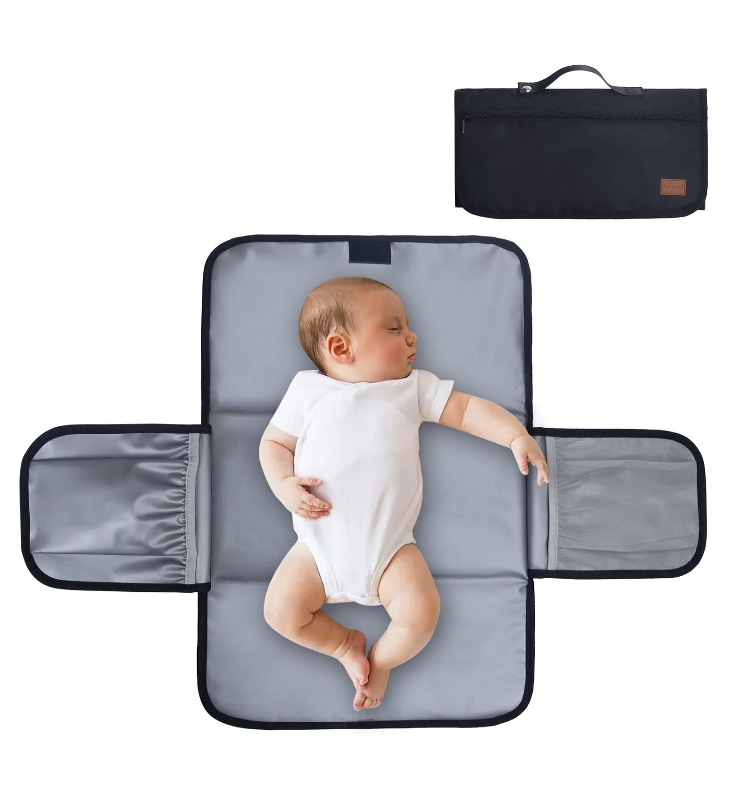 Gloppie XXL Waterproof Baby Wrap & Changing Pad - Compact Diaper Mat for Babies & Toddlers | Portable Travel Winding Mat - Black - Buy Online on SooperMarket.com