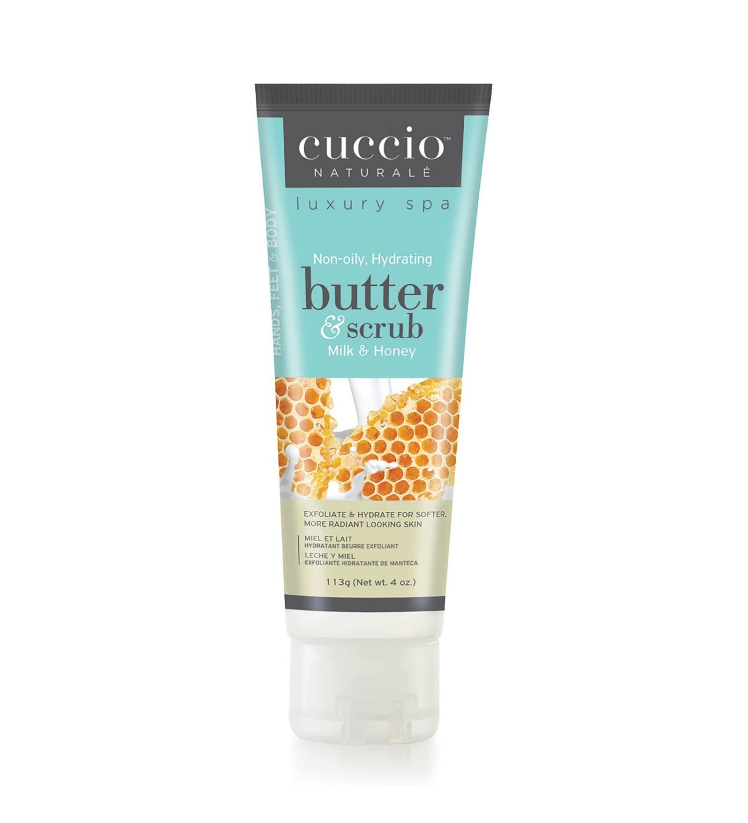 Cuccio Naturale Milk and Honey Butter Scrub - 4 Oz - Exfoliates, Hydrates, and Nourishes for Soft, Radiant Skin | Non-Oily Formula for 24-Hour Moisture - Buy Online on SooperMarket.com