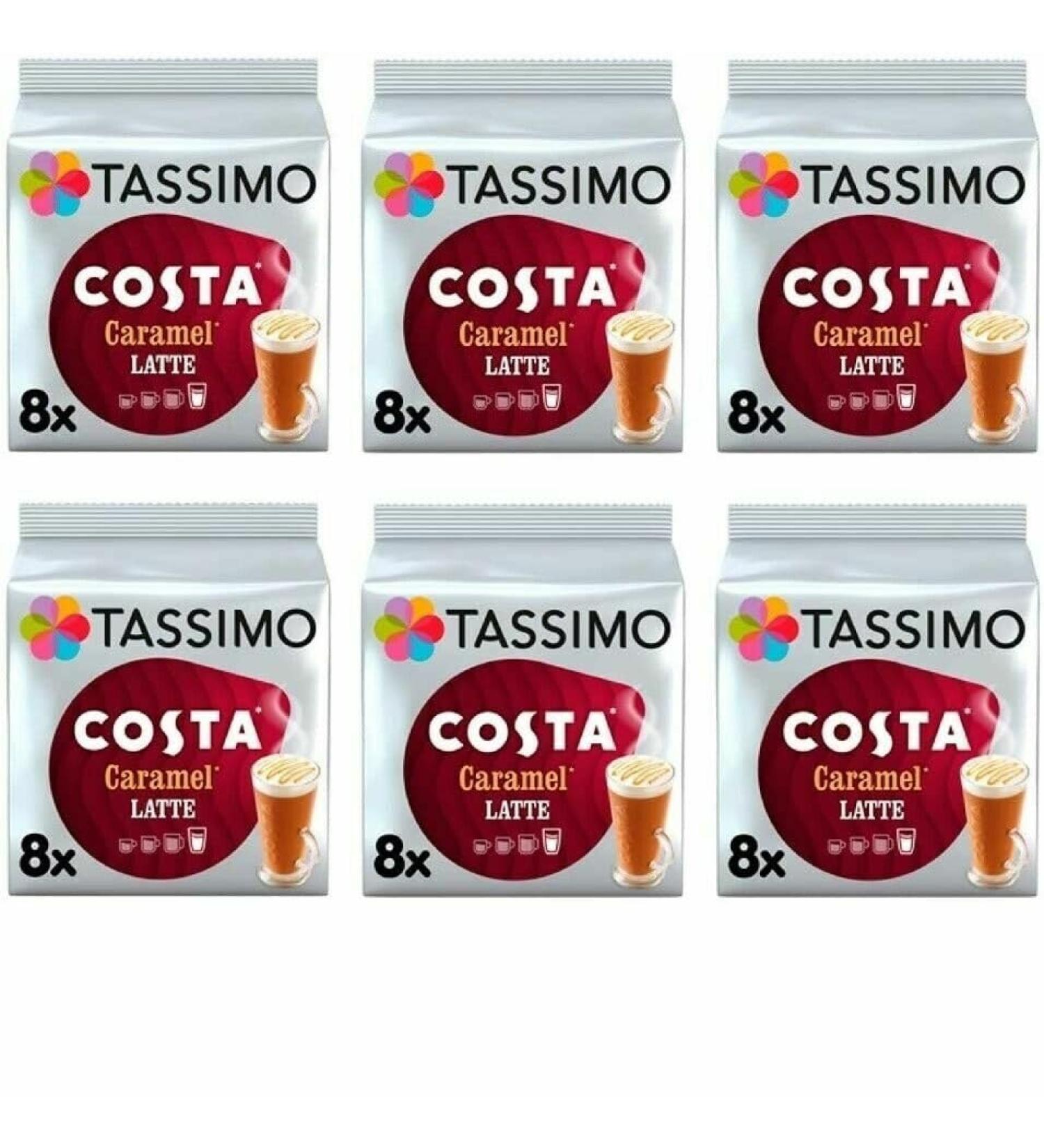 Tassimo Compatible Costa Latte Caramel Coffee Pods 16 discs - (Pack of 6 Total 96 discs 48 Drinks) - Buy Online on SooperMarket.com