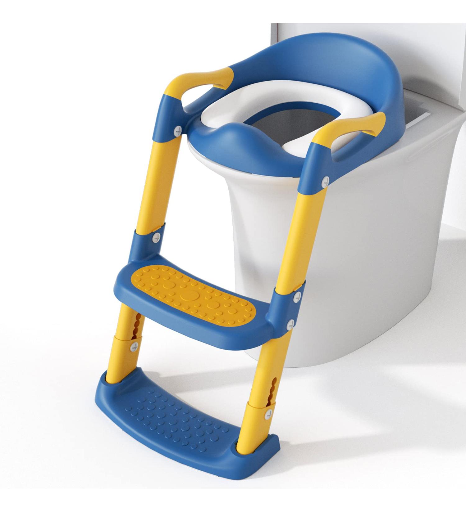 YMINA Potty Training Seat with Step Stool Ladder for Boys Girls - Blue, Foldable, Adjustable, Anti-Slip Pad - Kids Toilet Seat with Handles & Splash Guard - Buy Online on SooperMarket.com