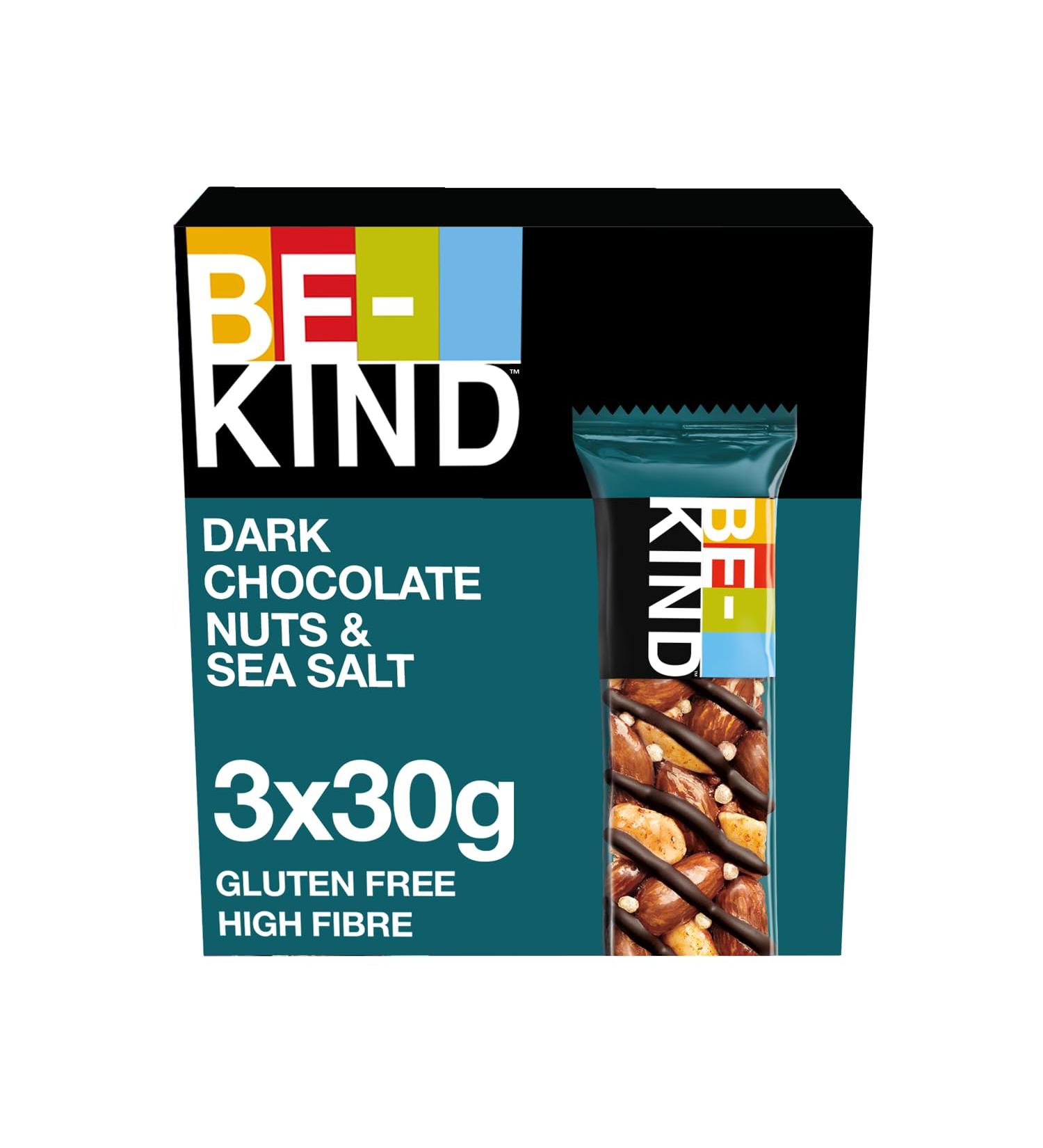 BE-KIND Gluten Free Chocolate Cereal Bar - Dark Chocolate Nuts & Sea Salt | 3 Pack (30g Each) - Healthy Snack for International Shipping - Buy Online on SooperMarket.com