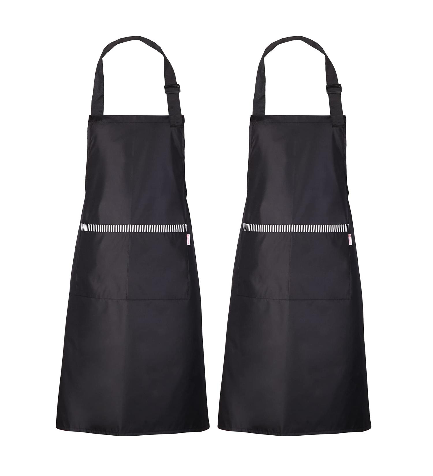 Zihuatailor Waterproof Aprons for Men and Women - Set of 2 Black Aprons with Pockets for Cooking, Dishwashing, and Dog Grooming - Buy Online on SooperMarket.com