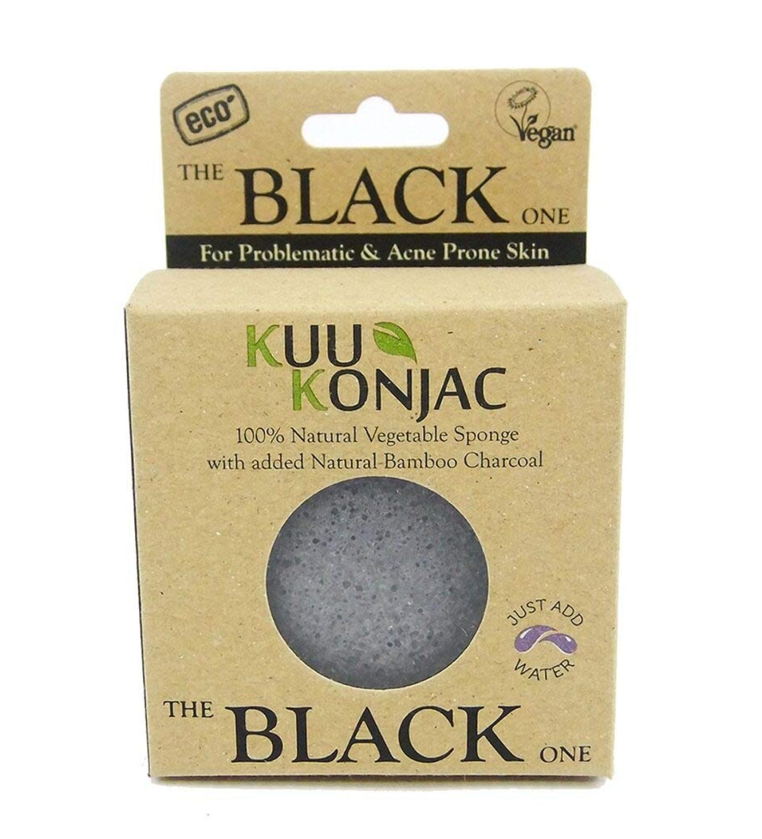 Konjac Bamboo Charcoal Exfoliating Sponge (oily/problem skin) - Buy Online on SooperMarket.com